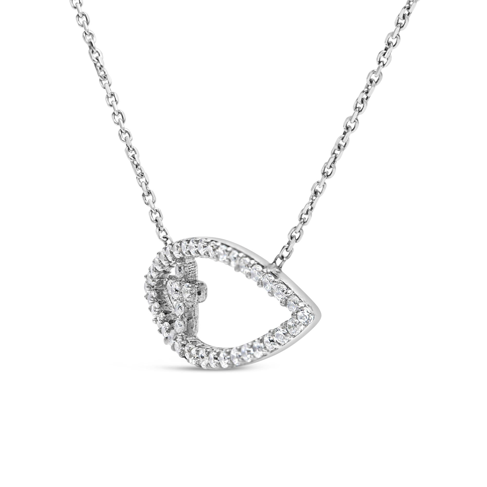 .925 Sterling Silver 1/2 Cttw Diamond Cross and Evil Eye 18" Inch Pendant Necklace (H-I Color, SI1-SI2 Clarity) - Friggin Jewelry