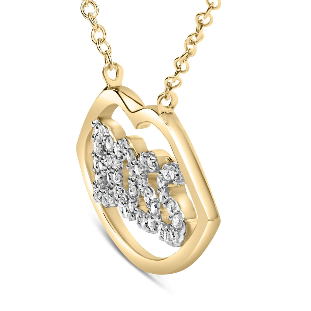 Collana con ciondolo "Boss" in argento placcato oro giallo 14 carati con diamanti da 1/4 carati - 18 pollici - Friggin Jewelry