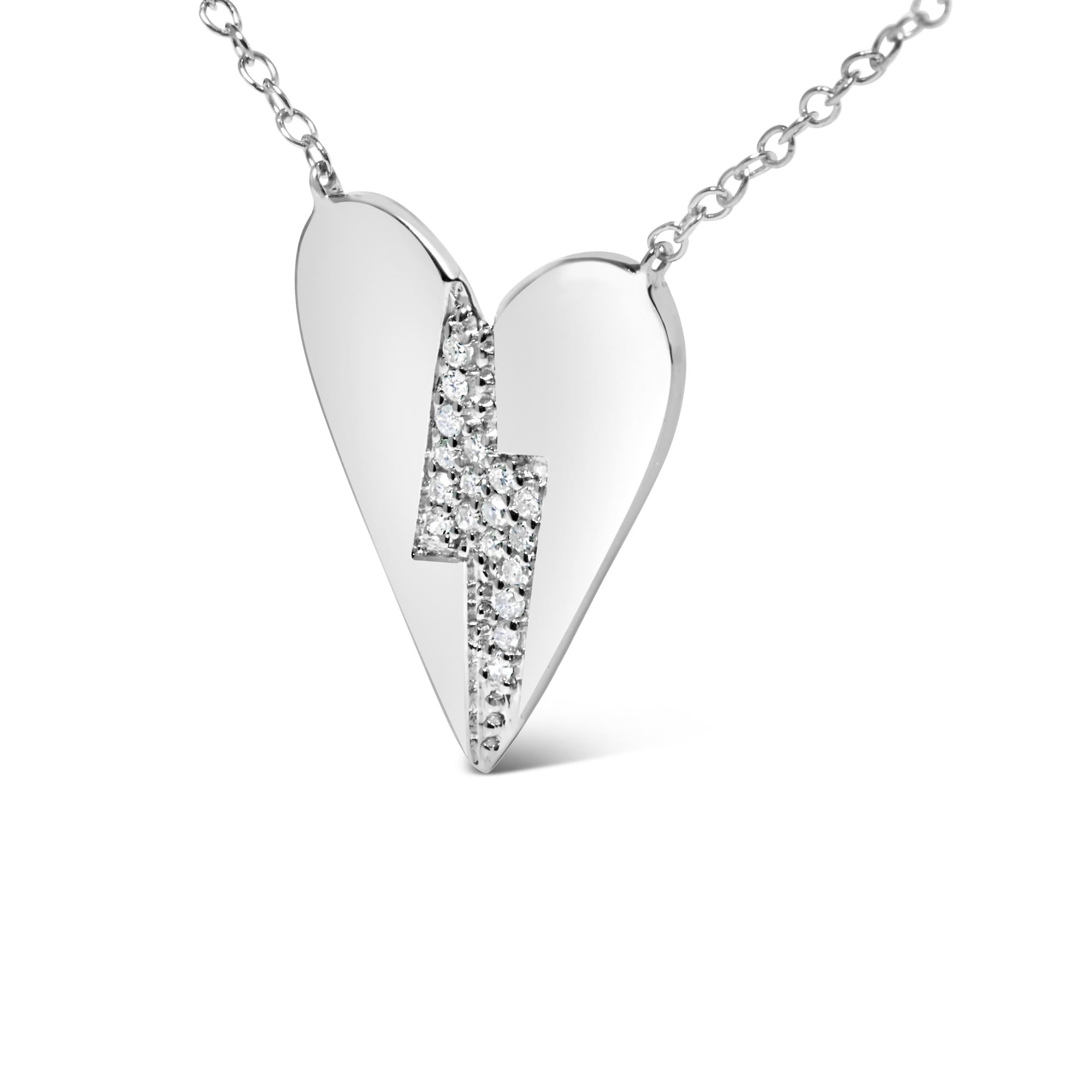 .925 Sterling Silver Diamond Broken Heart Pendant Necklace (H-I Color, I1-I2 Clarity) - 18" Inches - Friggin Jewelry
