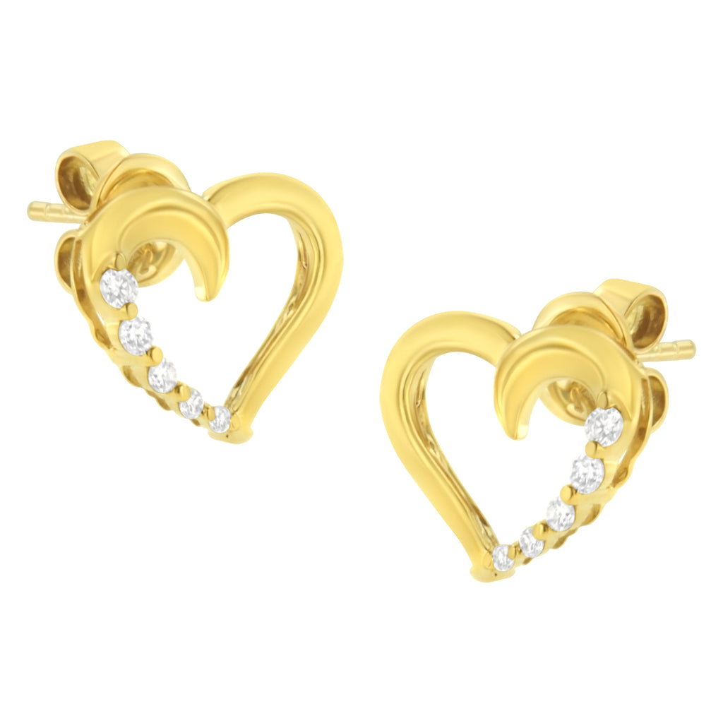 Pendientes Journey Heart de oro amarillo de 14 quilates con diamantes de 1/8 ct (KL, I1-I2) - Friggin Jewelry