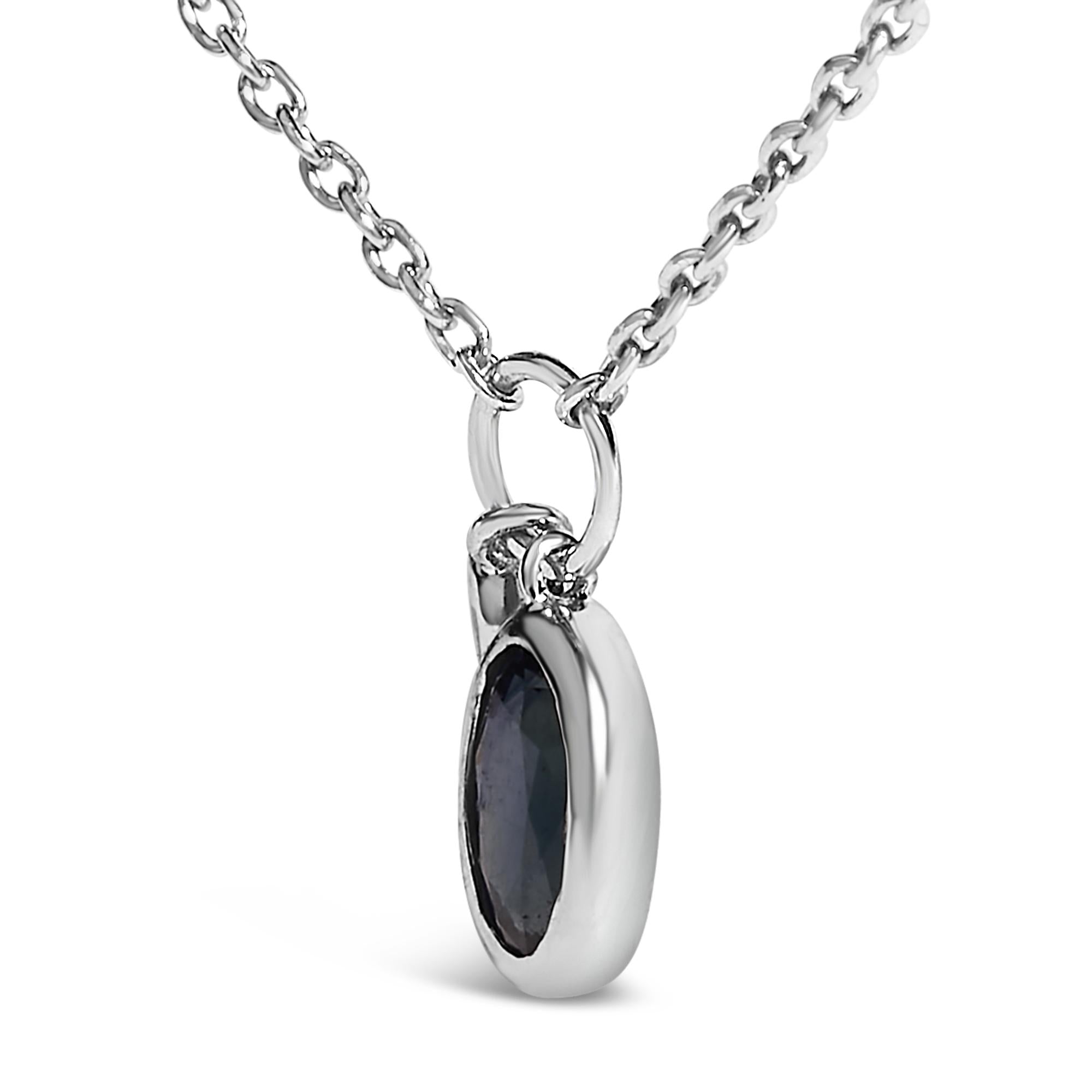 10K White Gold Oval Blue Sapphire and Diamond Double Charm Pendant Necklace - 18" Inches - Friggin Jewelry