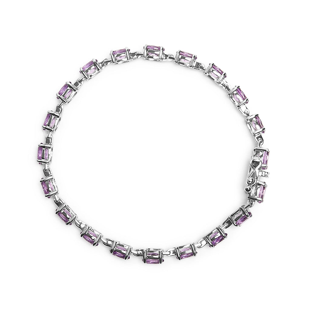 Bracciale in argento sterling 925 con maglie ovali in ametista viola da 8 1/2 carati - 7" pollici - Friggin Jewelry