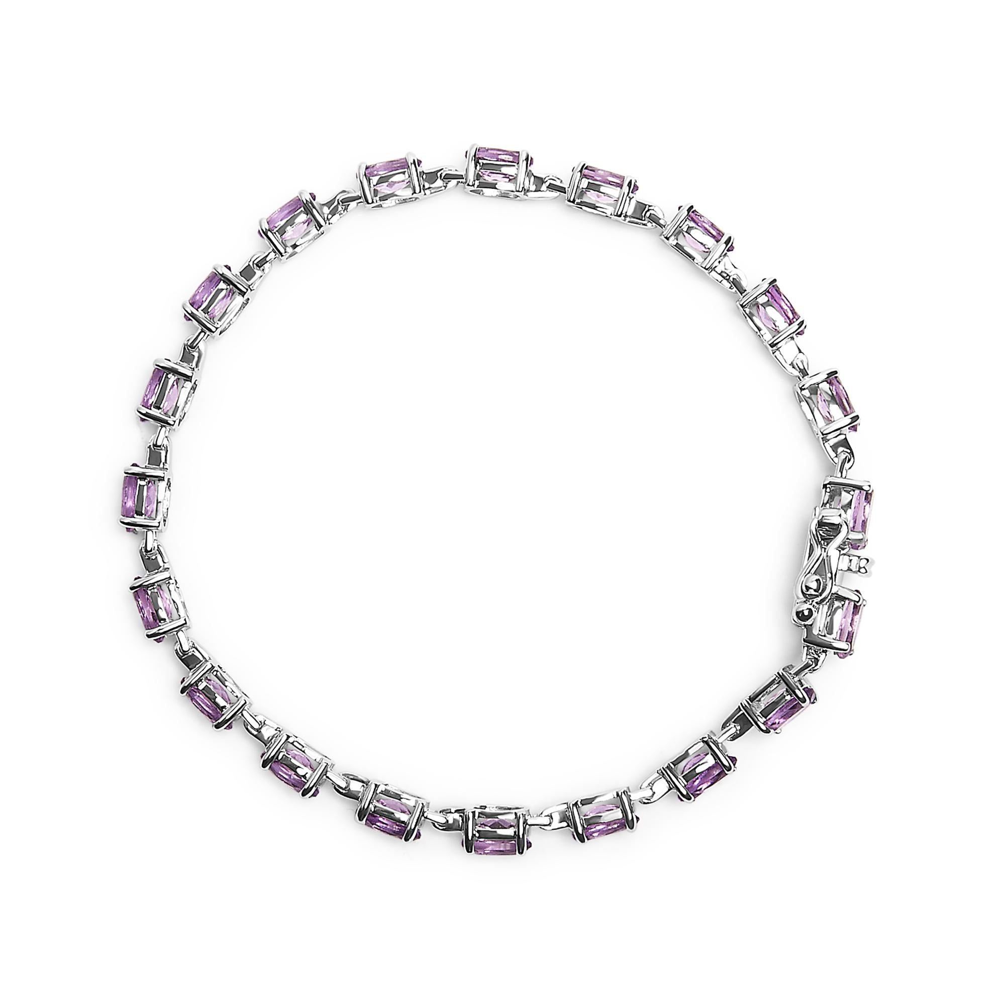 Bracciale in argento sterling 925 con maglie ovali in ametista viola da 8 1/2 carati - 7" pollici - Friggin Jewelry