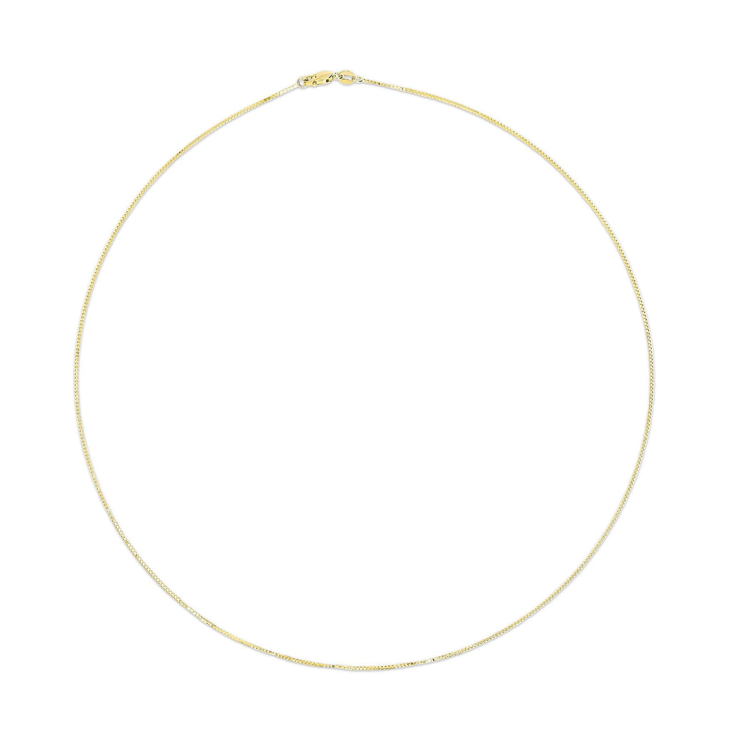 Unisex Solid 14K Gold 0.75mm Classic Box Chain Necklace - Friggin Jewelry