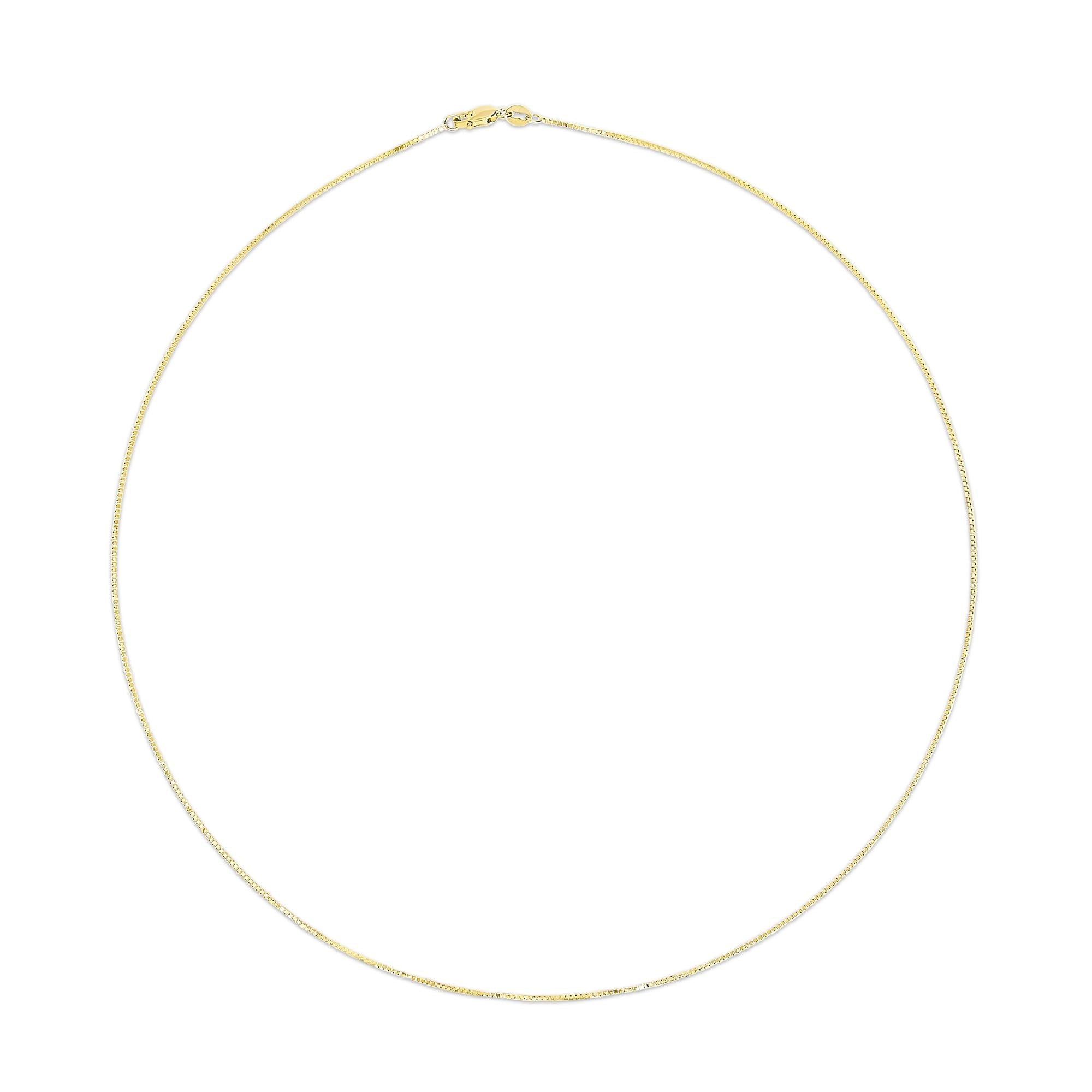 Unisex Solid 14K Gold 0.75mm Classic Box Chain Necklace - Friggin Jewelry