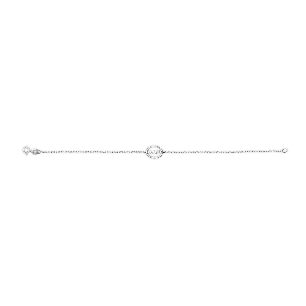 .925 Sterling Silver Diamond Accent MOM Charm Bracelet (J-K Color, I2-I3 Clarity) - 7" Inches - Friggin Jewelry