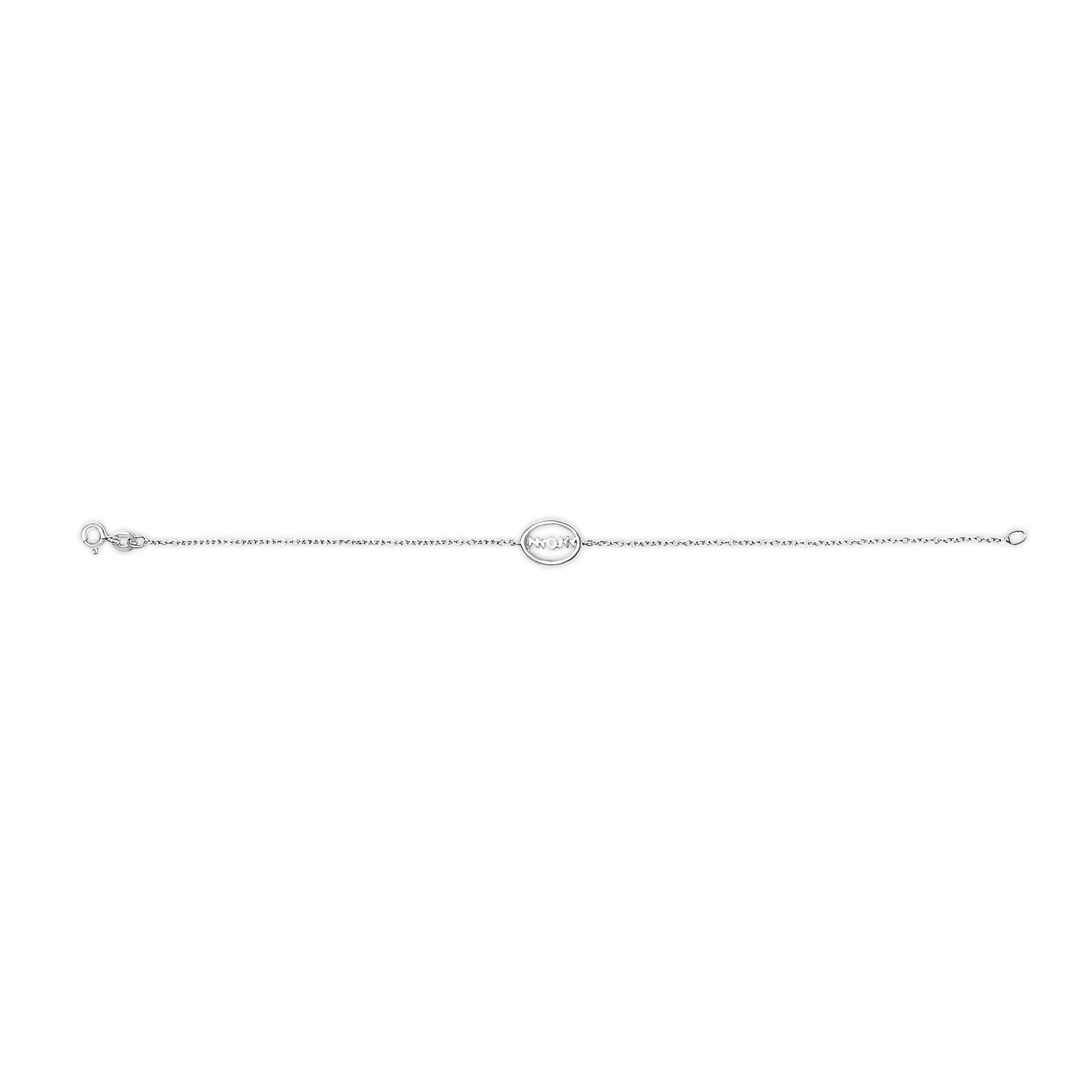 .925 Sterling Silver Diamond Accent MOM Charm Bracelet (J-K Color, I2-I3 Clarity) - 7" Inches - Friggin Jewelry