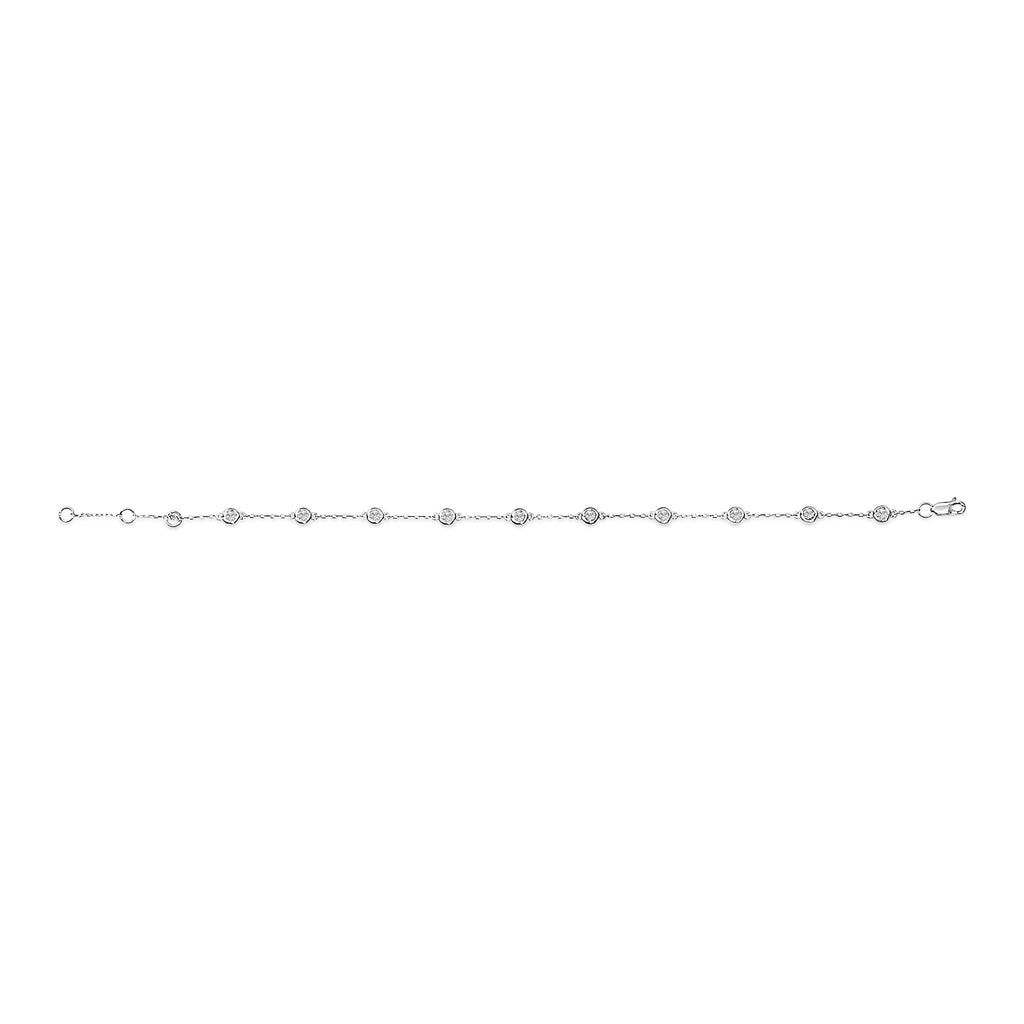 14K Gold 1/2 Cttw Bezel Set Lab Grown Diamond Station Bracelet - Friggin Jewelry