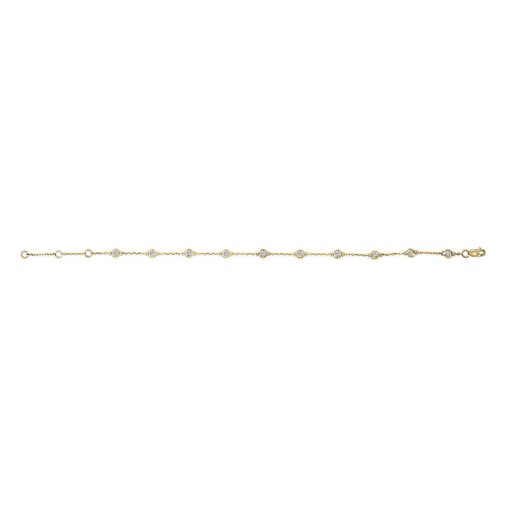 14K Gold 1/2 Cttw Bezel Set Lab Grown Diamond Station Bracelet - Friggin Jewelry
