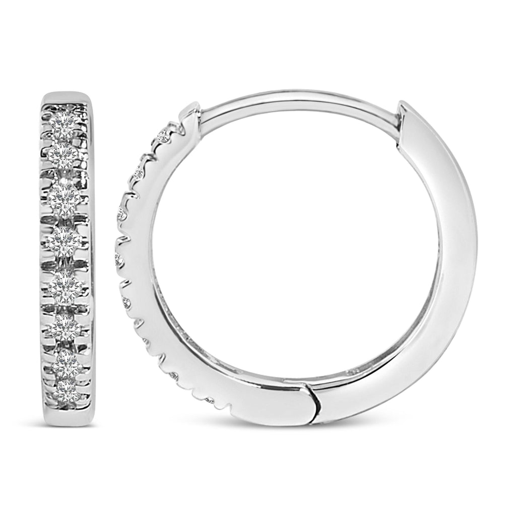 14K Rose Gold 1/5 CTW Diamond Huggie Hoop Earrings (K-L Color, I2-I3 Clarity) - Friggin Jewelry