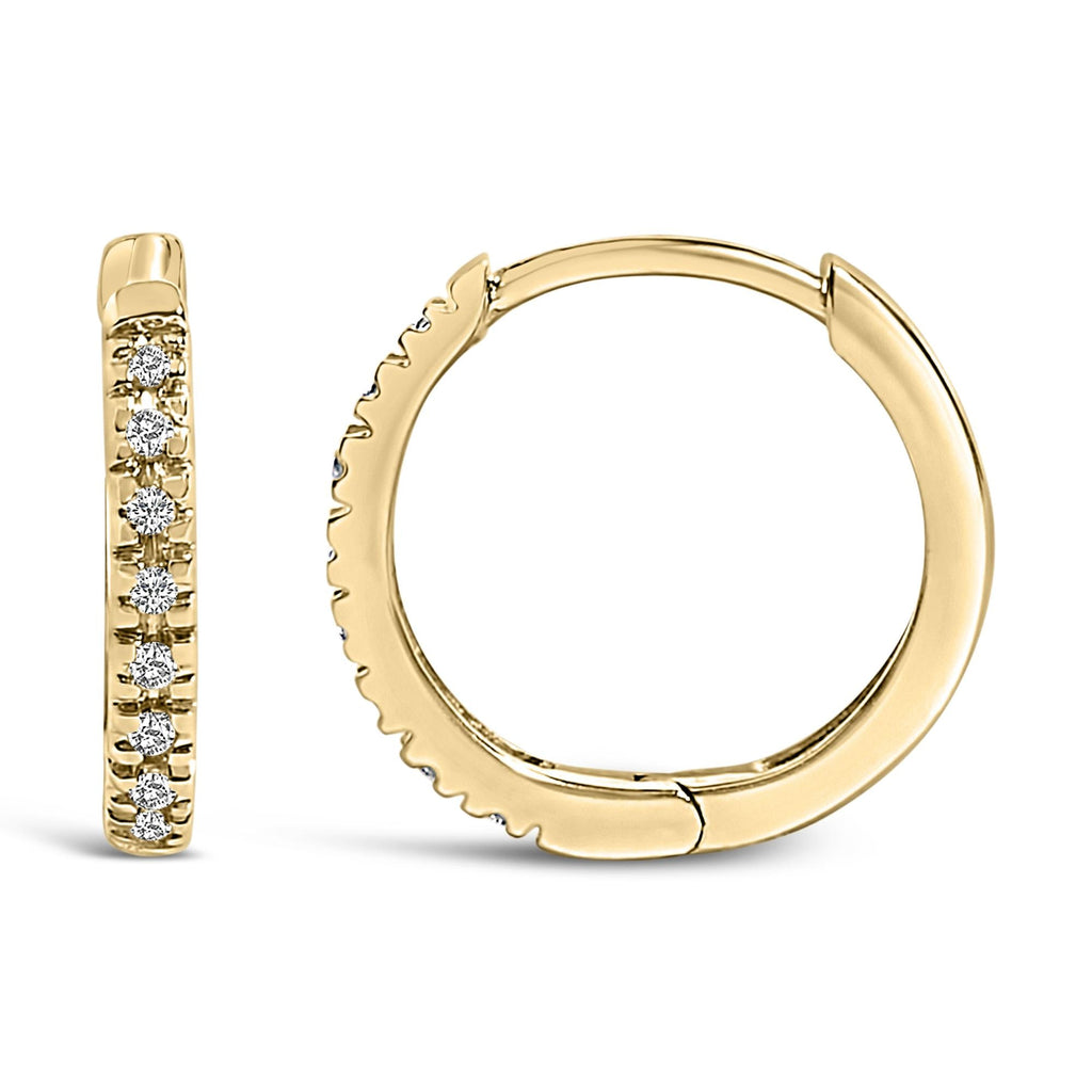 14K Rose Gold 1/5 CTW Diamond Huggie Hoop Earrings (K-L Color, I2-I3 Clarity) - Friggin Jewelry