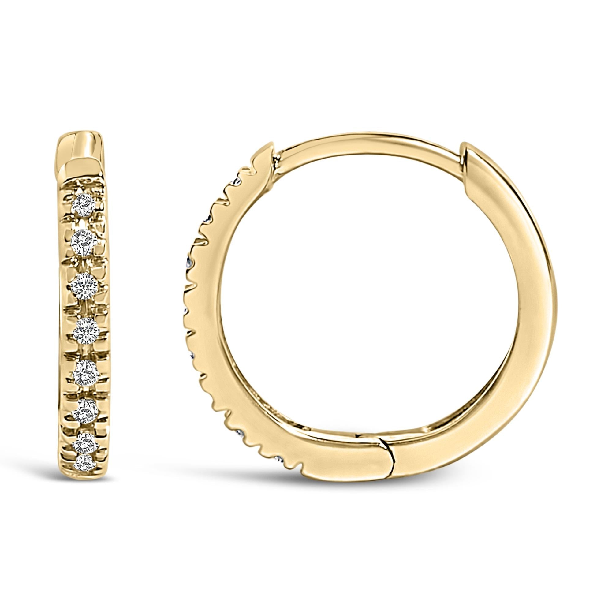 14K Rose Gold 1/5 CTW Diamond Huggie Hoop Earrings (K-L Color, I2-I3 Clarity) - Friggin Jewelry