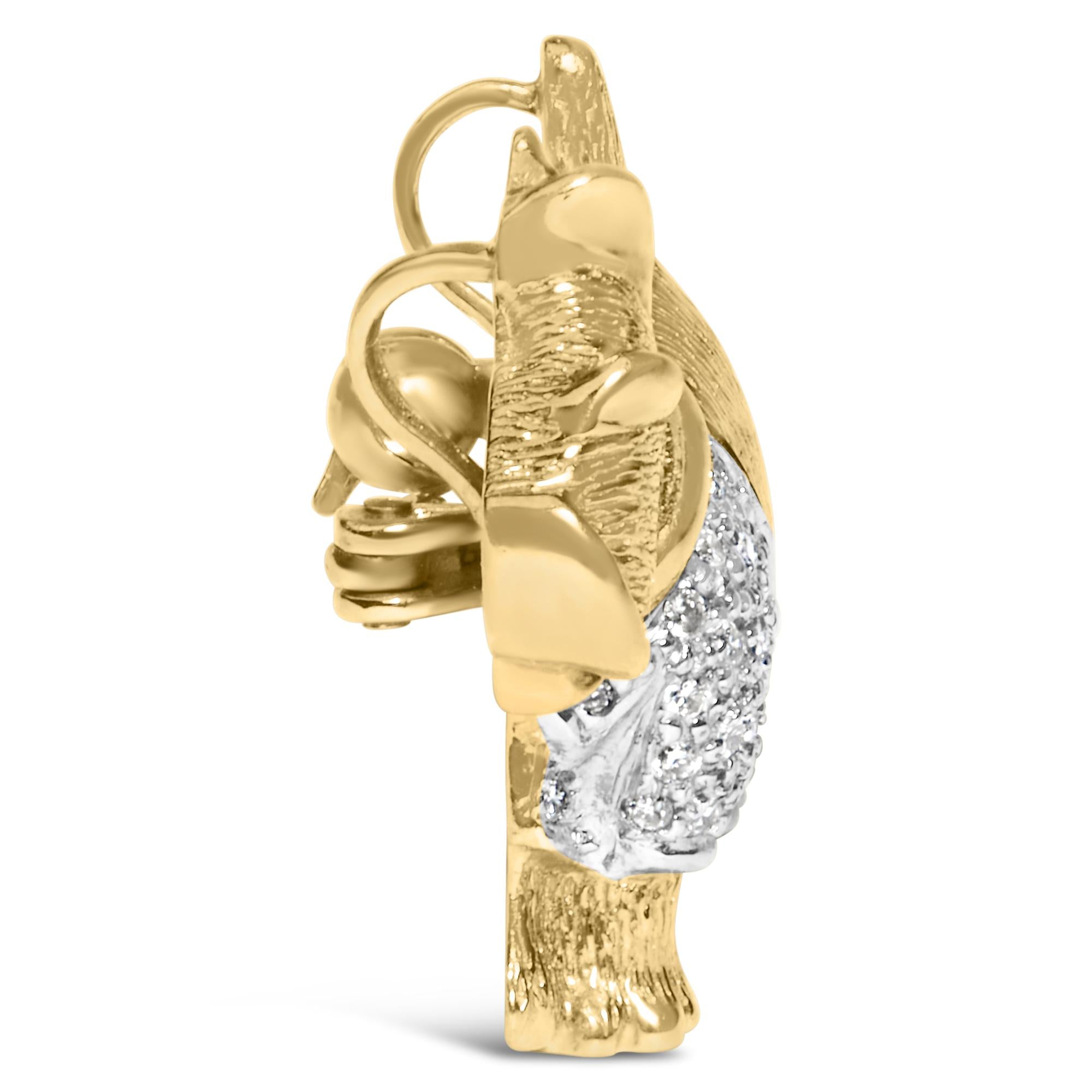 18K Yellow Gold1/3 Cttw Diamond Scottish Terrier Brooch Pin and Pendant with Satin Finish (G-H Color, VS2-SI1 Clarity) - Chain Not Included - Friggin Jewelry