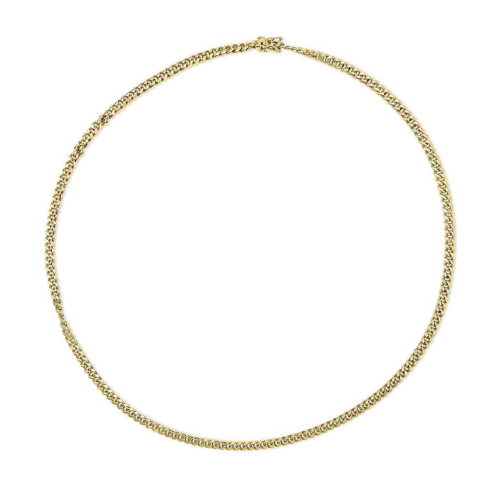 Collar de cadena cubana Miami de oro amarillo semisólido de 14 quilates de 4,5 mm - Cadena unisex - Friggin Jewelry