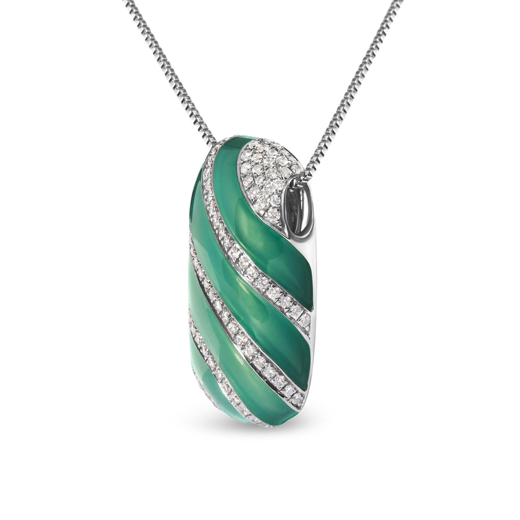 Collana con ciondolo in argento sterling 925, smalto turchese e diamante da 1/2 carati, 18 pollici (colore FG, purezza VS1-VS2) - Friggin Jewelry