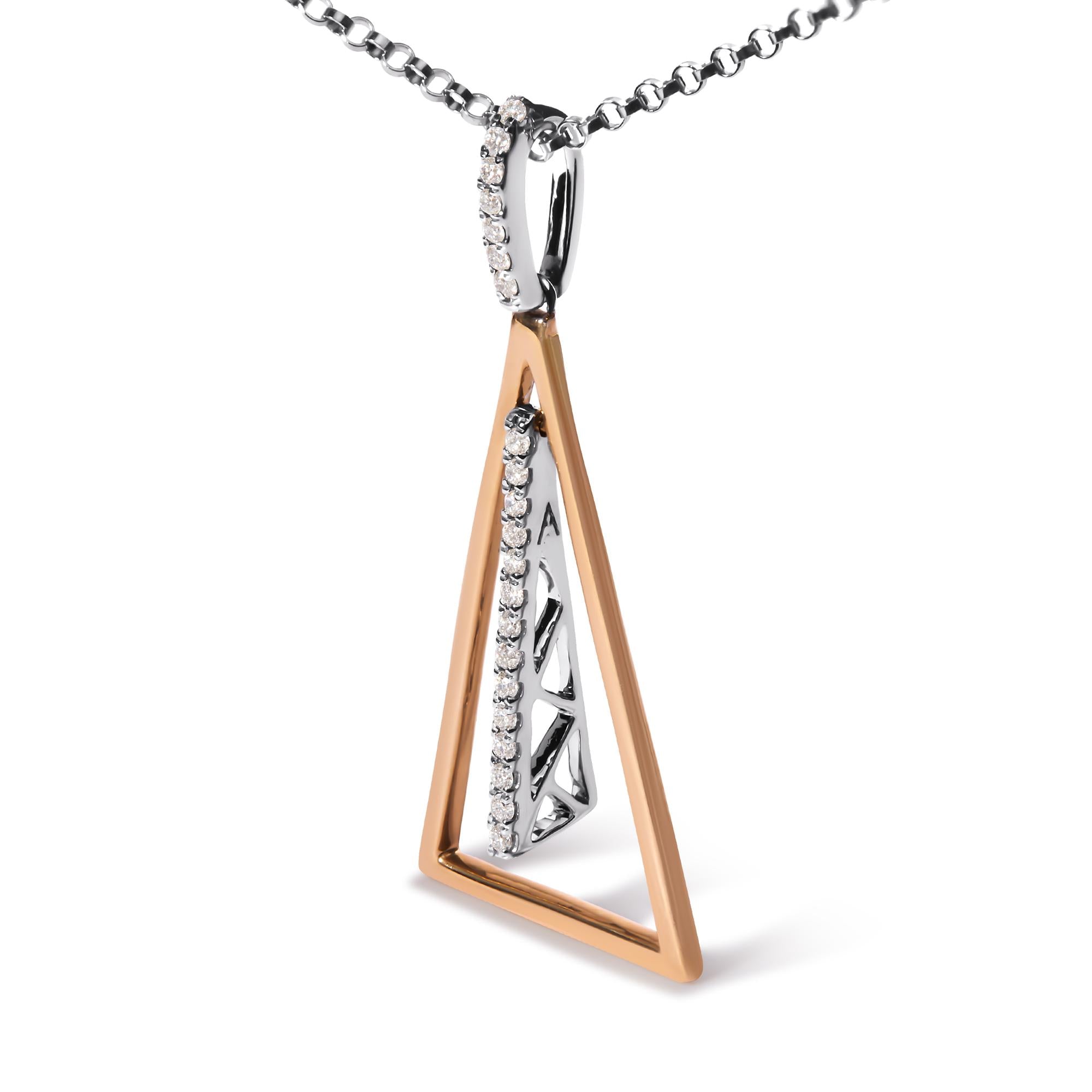 Collana con ciondolo a forma di carillon con diamanti da 1/8 ct in oro rosa e bianco 14 carati, lunghezza 18 pollici (colore GH, purezza SI1-SI2) - Friggin Jewelry