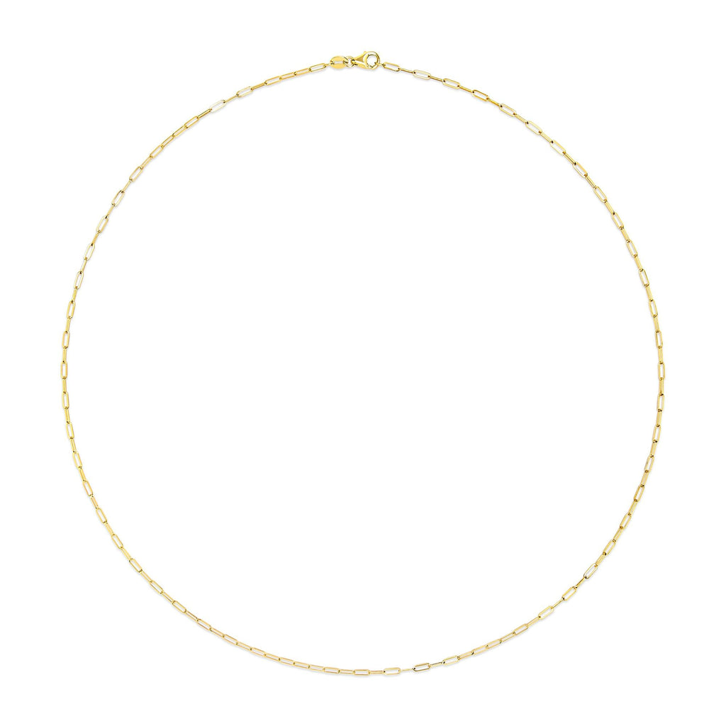 Collana unisex con catena a graffetta da 1,5 mm in oro massiccio 14 carati - Scelta di lunghezza e colore del metallo - Friggin Jewelry