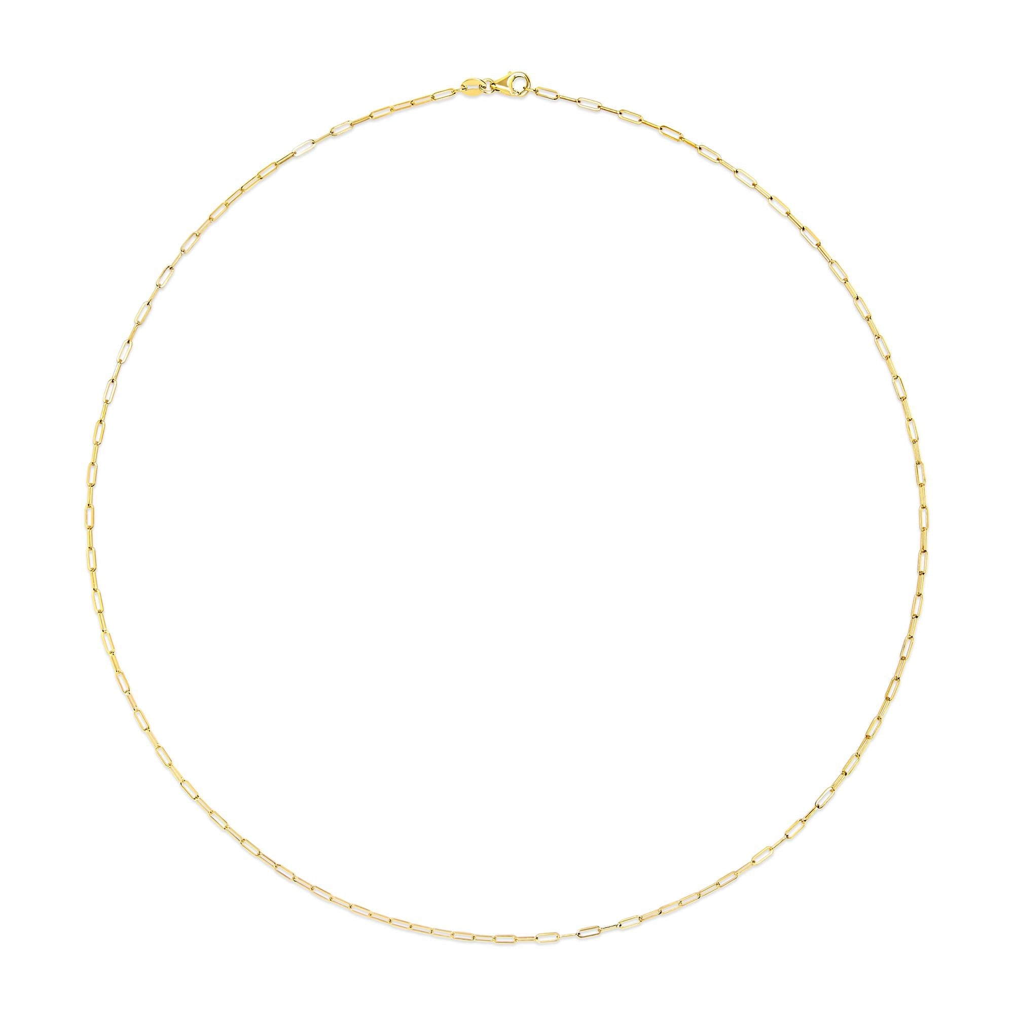Collana unisex con catena a graffetta da 1,5 mm in oro massiccio 14 carati - Scelta di lunghezza e colore del metallo - Friggin Jewelry