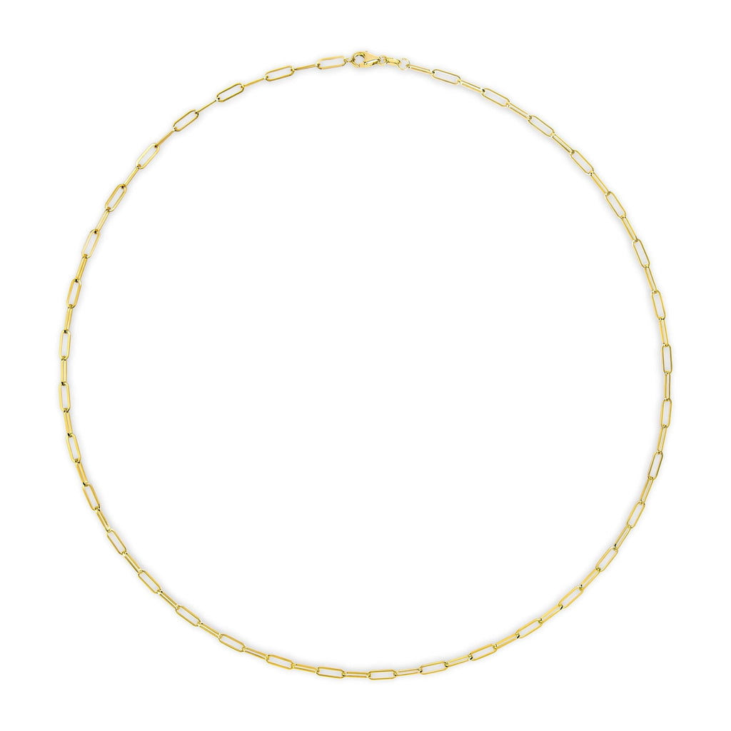 Unisex Solid 14K Gold 2.5mm Paperclip Chain Necklace - Friggin Jewelry