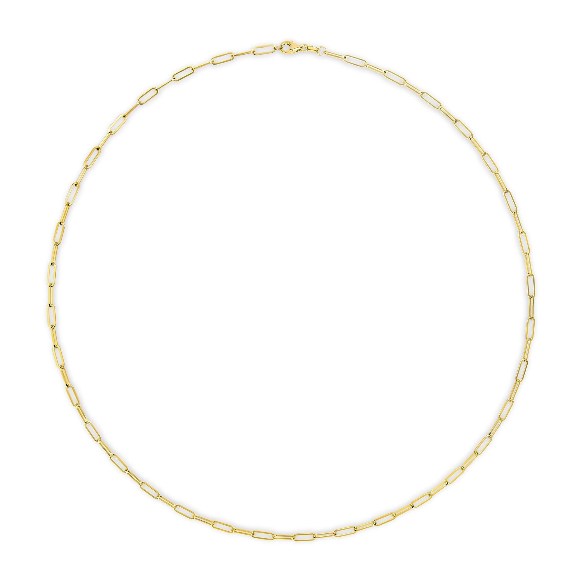 Unisex Solid 14K Gold 2.5mm Paperclip Chain Necklace - Friggin Jewelry