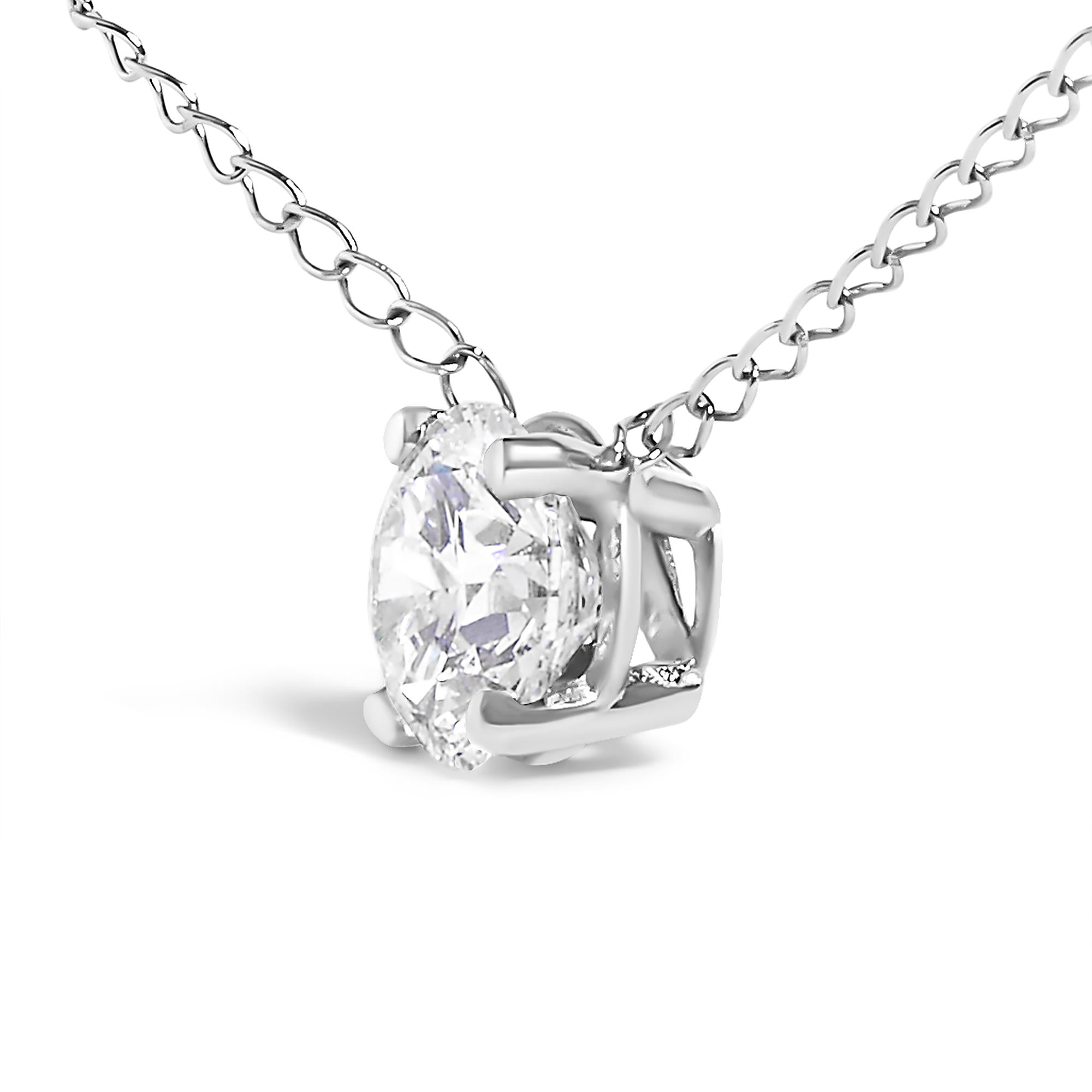 Collana con pendente solitario galleggiante in oro 14 carati con diamante da 1/2 carato, creato in laboratorio - 18 pollici - Friggin Jewelry