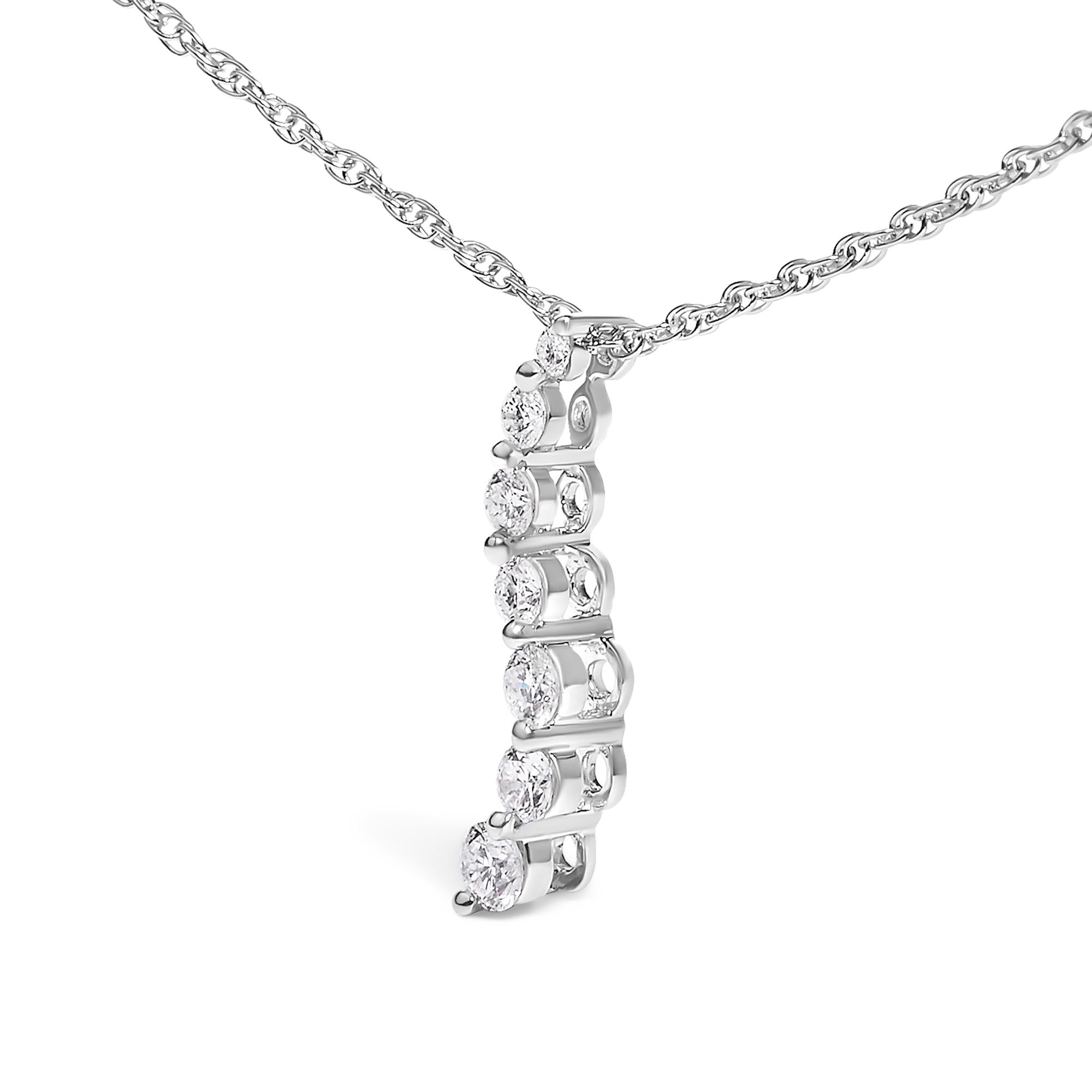 .925 Sterling Silver 1/4 Cttw Lab Grown Diamond Journey Pendant Necklace - 18" Inches - Friggin Jewelry