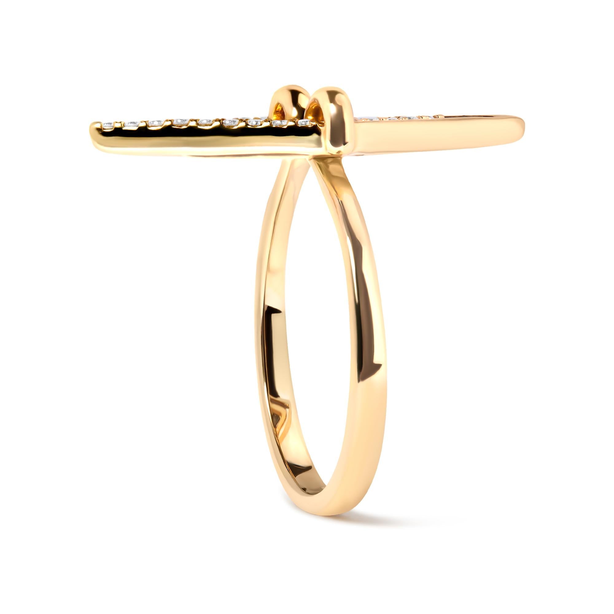 14K Yellow Gold 1/5 Cttw Diamond Double Triangle Ring (G-H Color, SI1-SI2 Clarity) - Size 7 - Friggin Jewelry