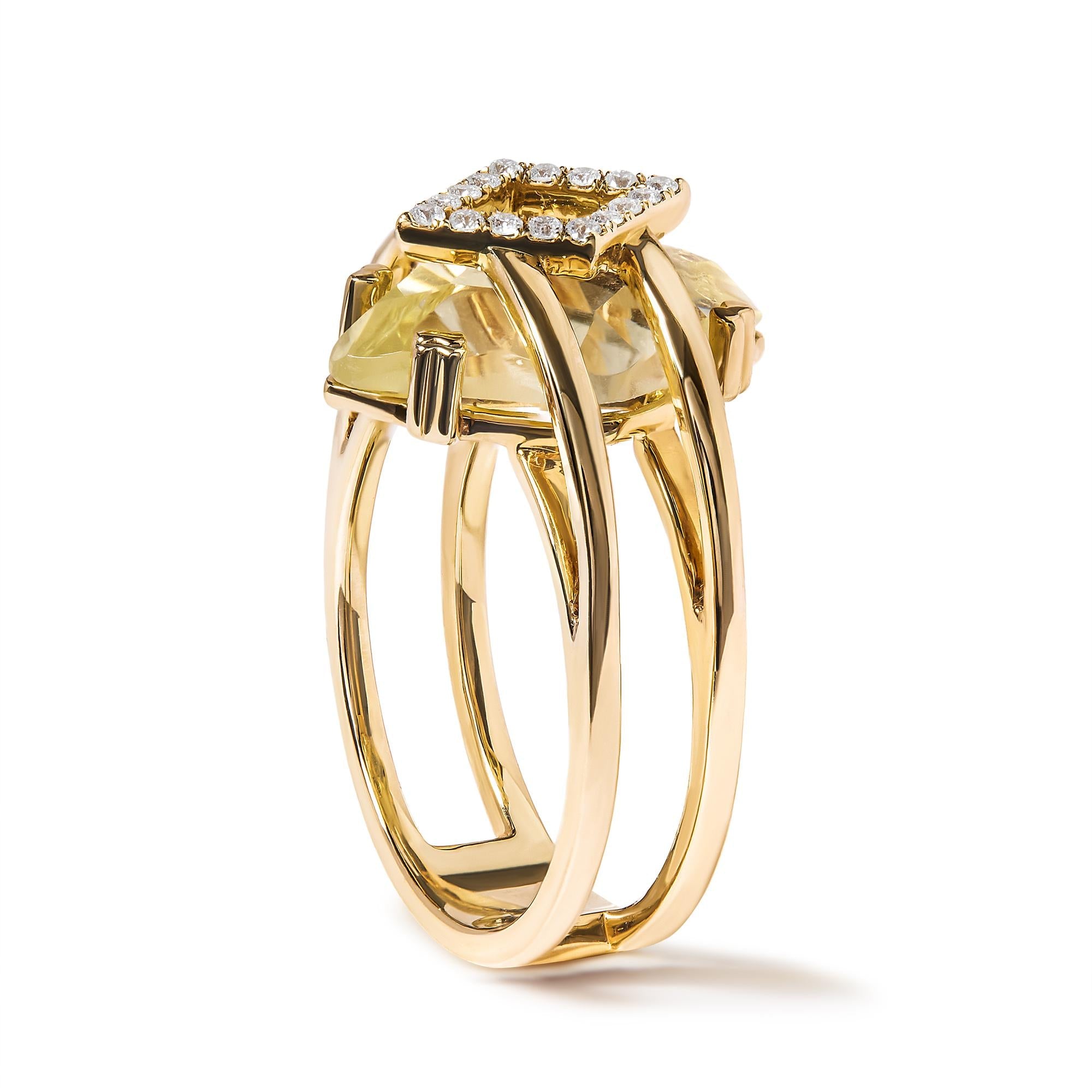 14K Yellow Gold 15x15 MM Marquise Cut Yellow Topaz and Diamond Accent Statement Cocktail Ring (G-H Color, SI1-SI2 Clarity) - Friggin Jewelry