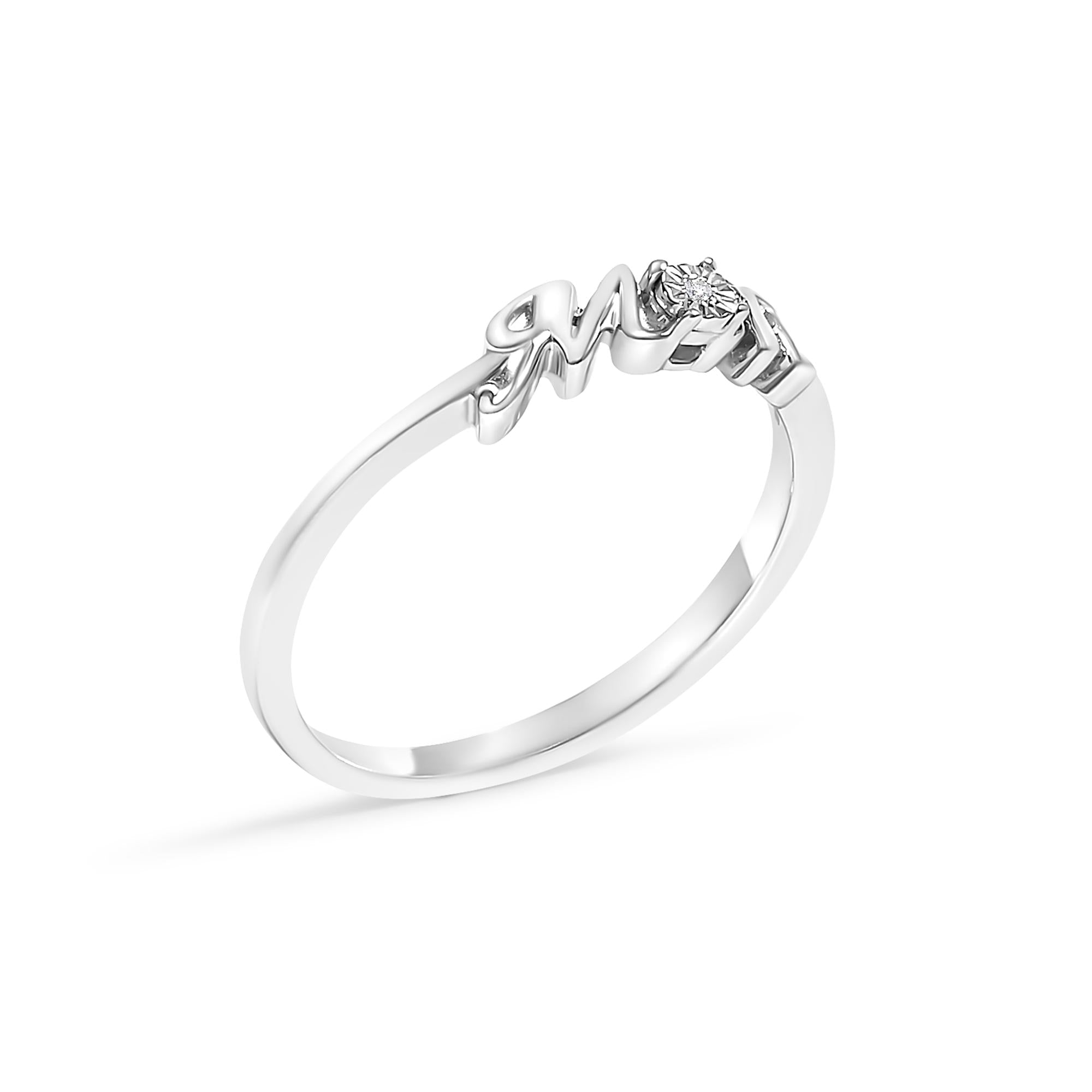 .925 Sterling Silver Diamond Accent "MOM"  Ring (J-K Color, I2-I3 Clarity) - Mom - Friggin Jewelry