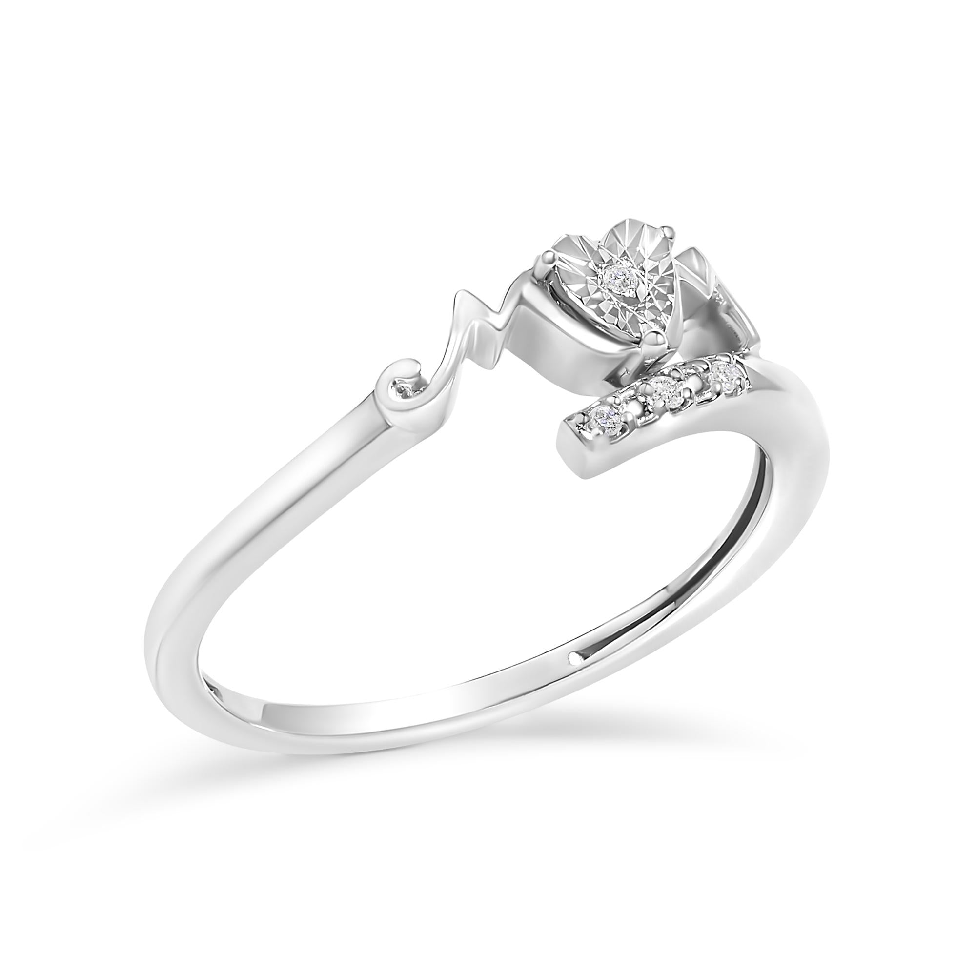 .925 Sterling Silver Diamond Accent "MOM" Heart Ring (J-K Color, I2-I3 Clarity) - Mom - Friggin Jewelry