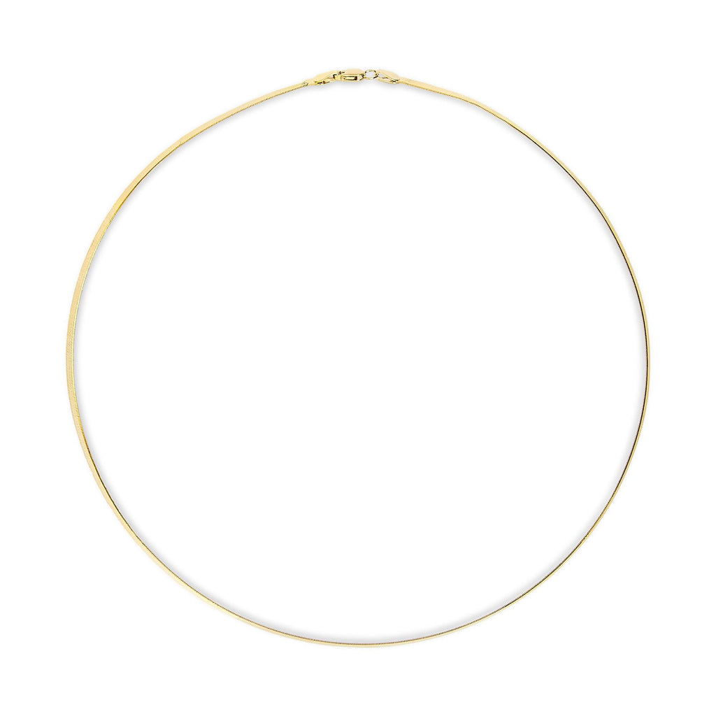 Unisex Solid 14K Gold 2.8mm Imperial Herringbone Chain Necklace - Friggin Jewelry