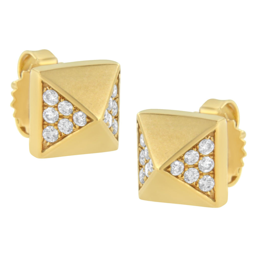 Pendiente de botón piramidal de diamantes de 1/4 ct en oro amarillo de 14 quilates (color GH, claridad SI1-SI2) - Friggin Jewelry