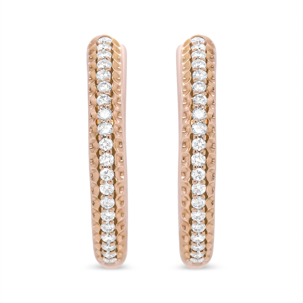 Aros de oro rosa de 18 quilates con diamantes de talla redonda de 1/3 quilates (color FG, claridad VS1-VS2) - Friggin Jewelry