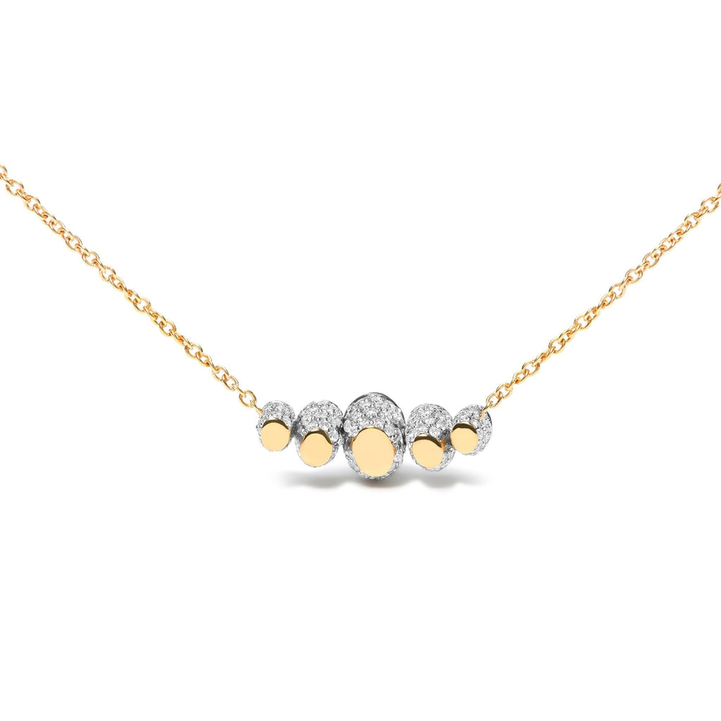 18K Rose Gold 3/4 Cttw Pave Diamonds and Graduated Red Ruby Gemstone Curved Bar Choker Necklace (G-H Color, SI1-SI2 Clarity) - Adjustable up to 14" - 16.5" - Friggin Jewelry