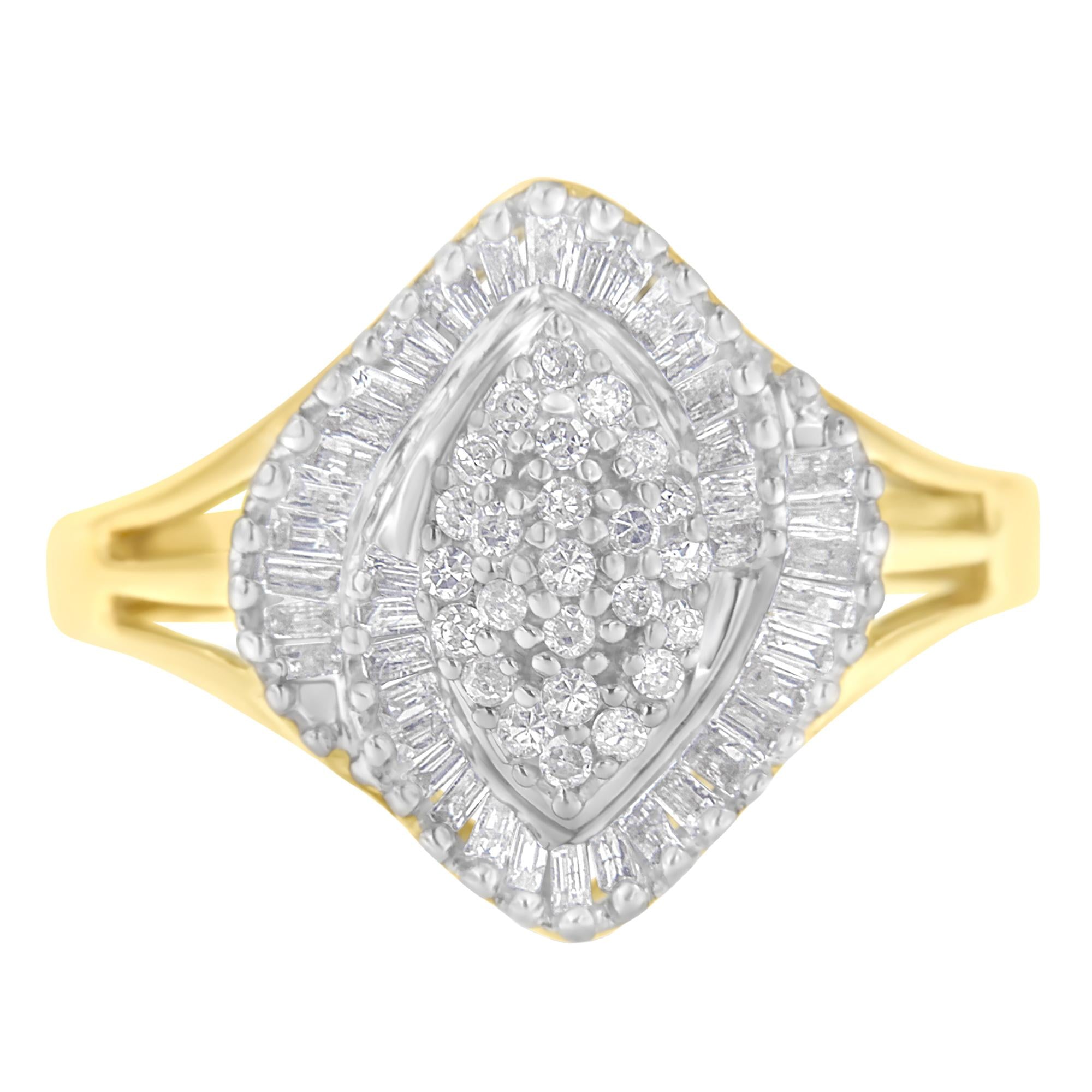 10K Yellow Gold Diamond Cocktail Ring (1/2 Cttw, J-K Color, I2-I3 Clarity) - Friggin Jewelry