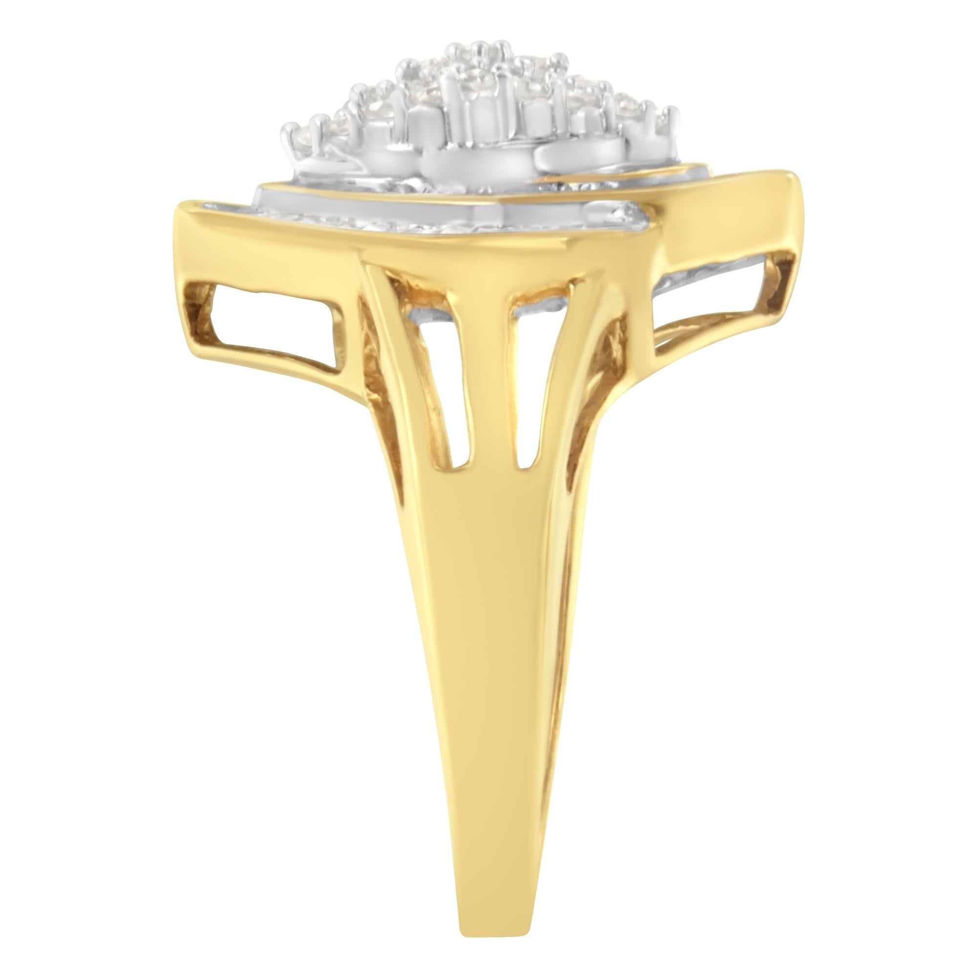 10K Yellow Gold Diamond Cluster Ring (3/4 Cttw, J-K Color, I2-I3 Clarity) - Friggin Jewelry