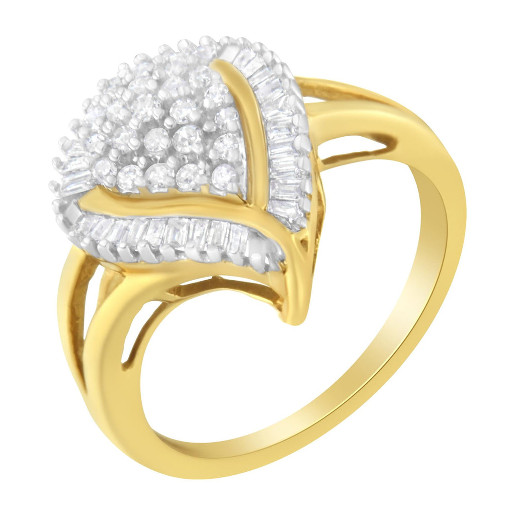 10K Yellow Gold Diamond Cluster Ring (1/2 Cttw, I-J Color, I1-I2 Clarity) - Friggin Jewelry