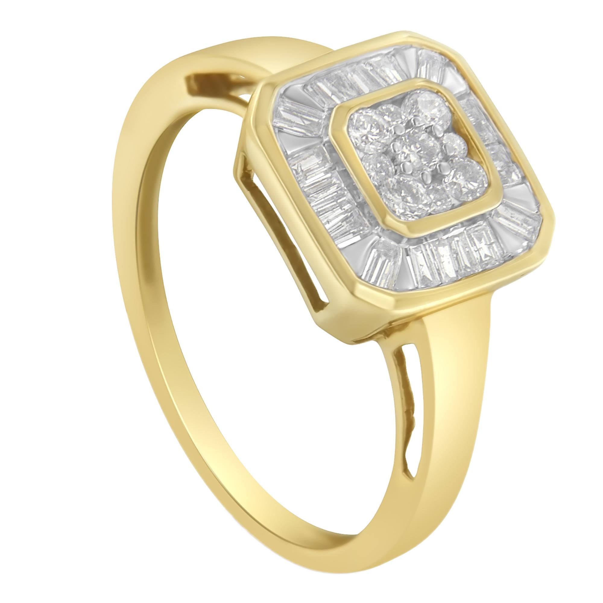 10K Yellow Gold Diamond Cocktail Ring (1/2 Cttw, I-J Color, SI2-I1 Clarity) - Friggin Jewelry