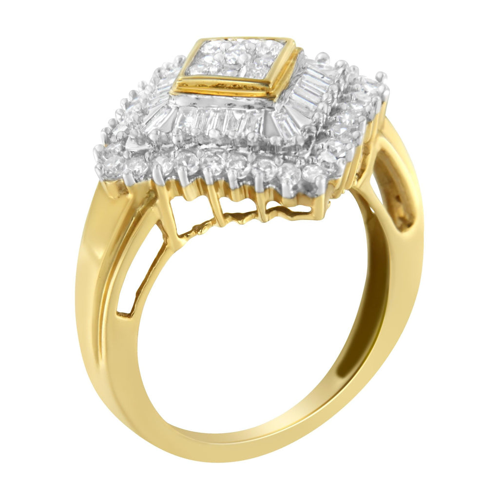 10K Yellow Gold Diamond Ballerina Ring (1 Cttw, I-J Color, I1-I2 Clarity) - Friggin Jewelry