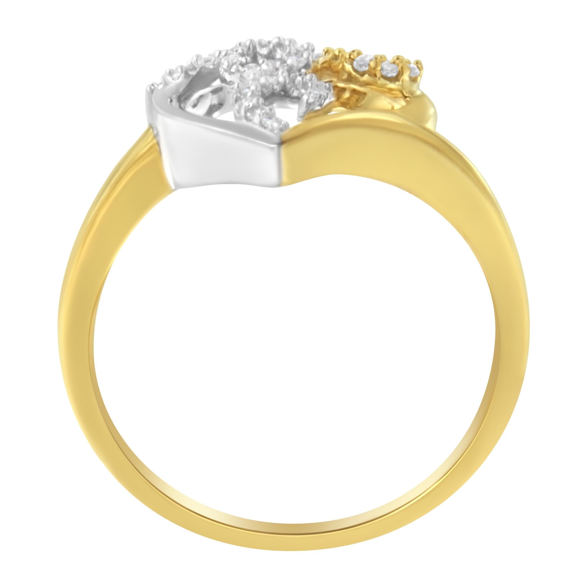 10K Two-Toned Gold Diamond Heart Shape Cluster Ring (1/6 Cttw, H-I Color, I1-I2 Clarity) - Friggin Jewelry