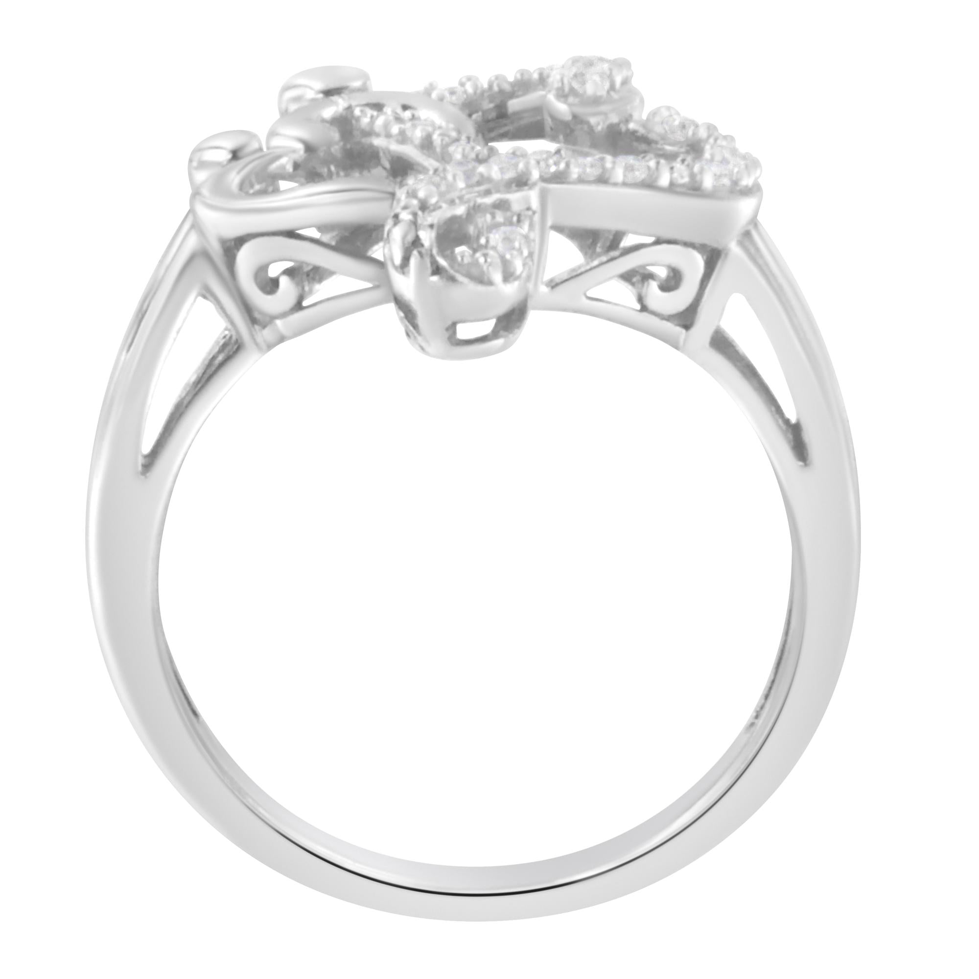 .925 Sterling Silver Diamond Heart and Music Note Ring (1/10 Cttw, H-I Color, I3 Clarity) - Friggin Jewelry