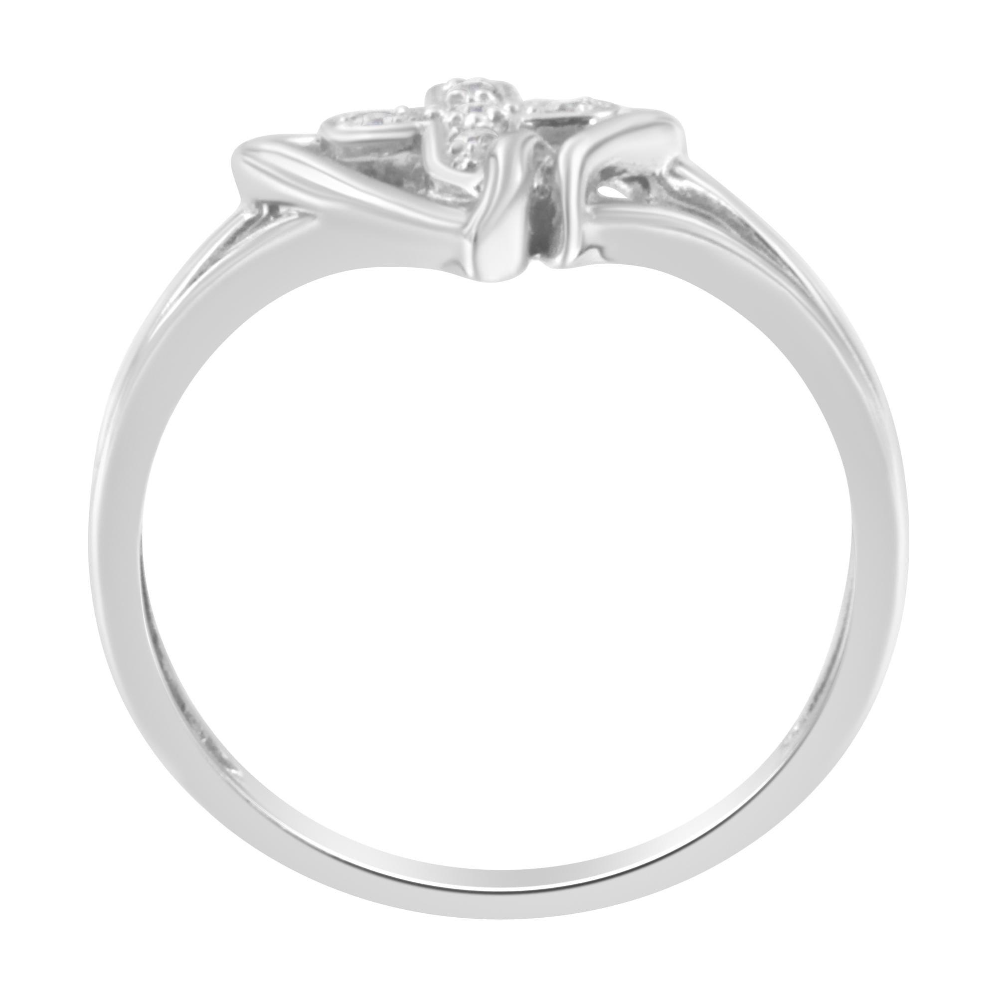 10K White Gold Diamond-Accented Cross & Open Heart Promise Fashion Ring (H-I Color, I1-I2 Clarity) - Friggin Jewelry