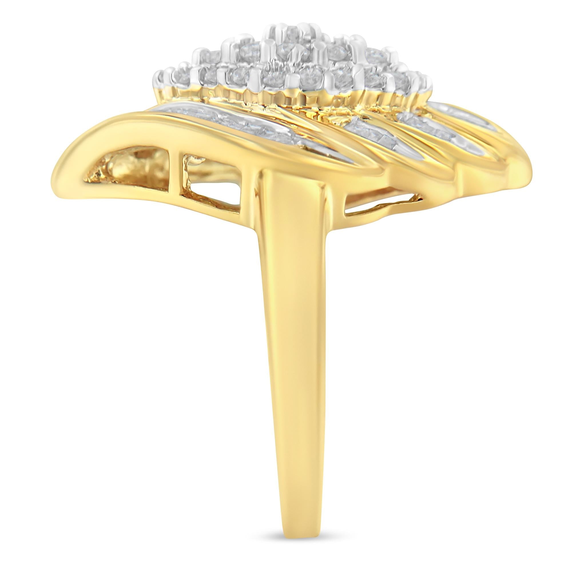 10K Yellow Gold Diamond Cocktail Ring (3/4 Cttw, I-J Color, I2-I3 Clarity) - Friggin Jewelry