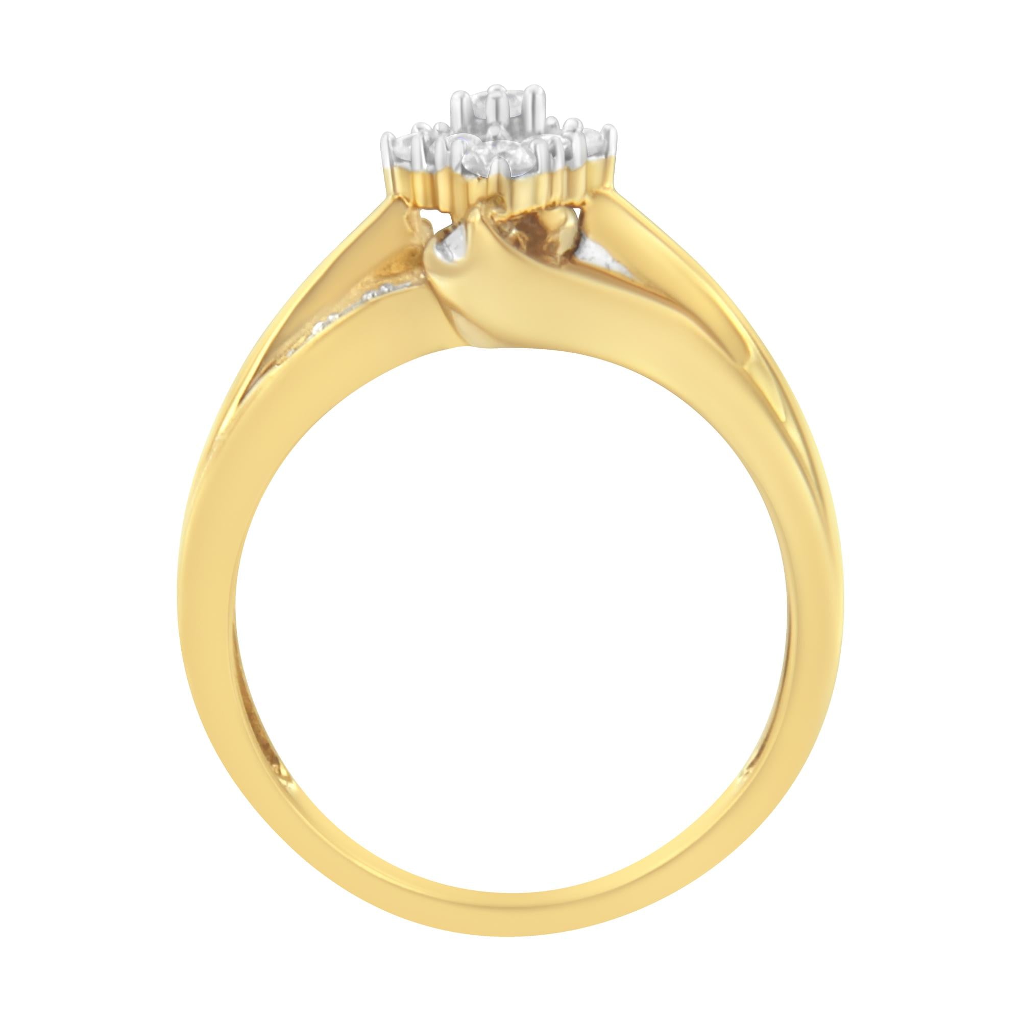10K Yellow Gold 1/2 cttw Diamond Cluster Cocktail Ring (J-K Clarity, I1-I2 Color) - Friggin Jewelry