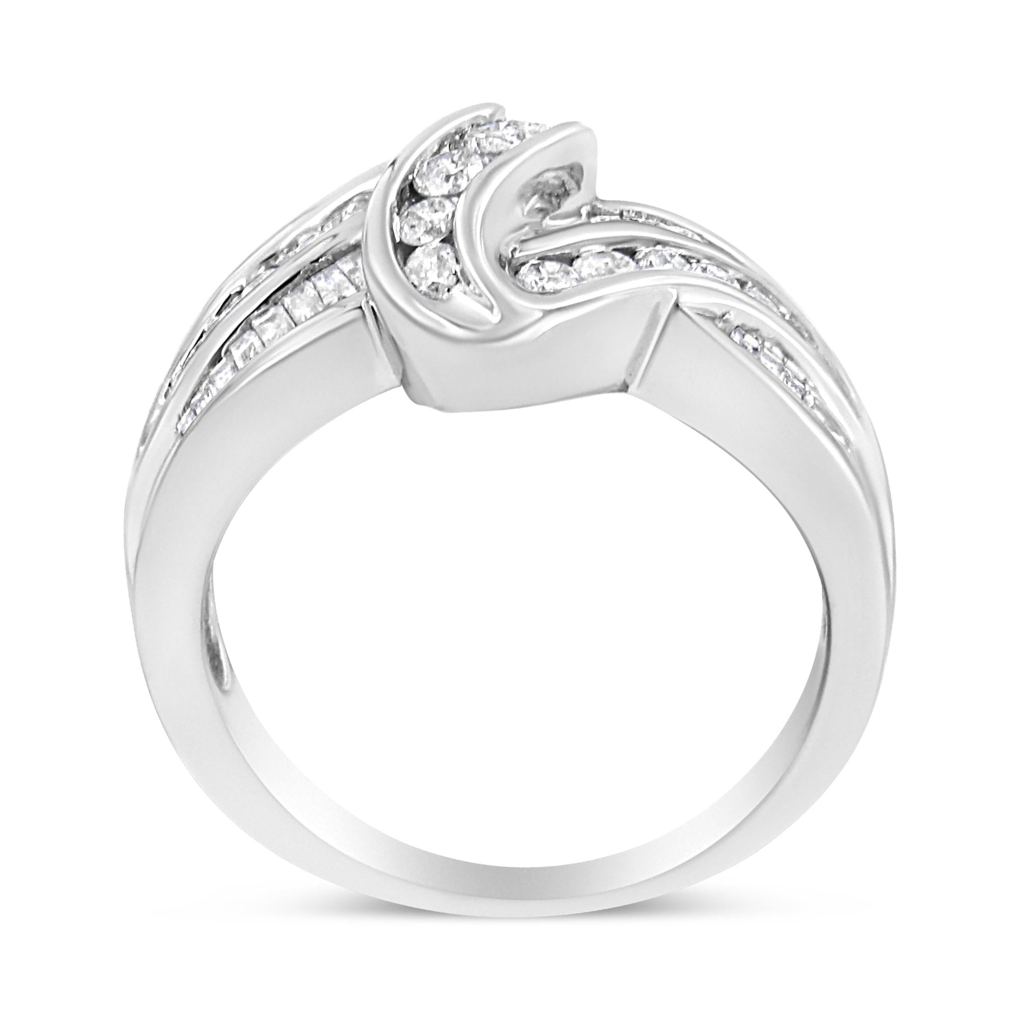 Anillo de oro blanco de 10 quilates con diamante de talla redonda de 3/4 quilates (color HI, claridad I2-I3) - Friggin Jewelry