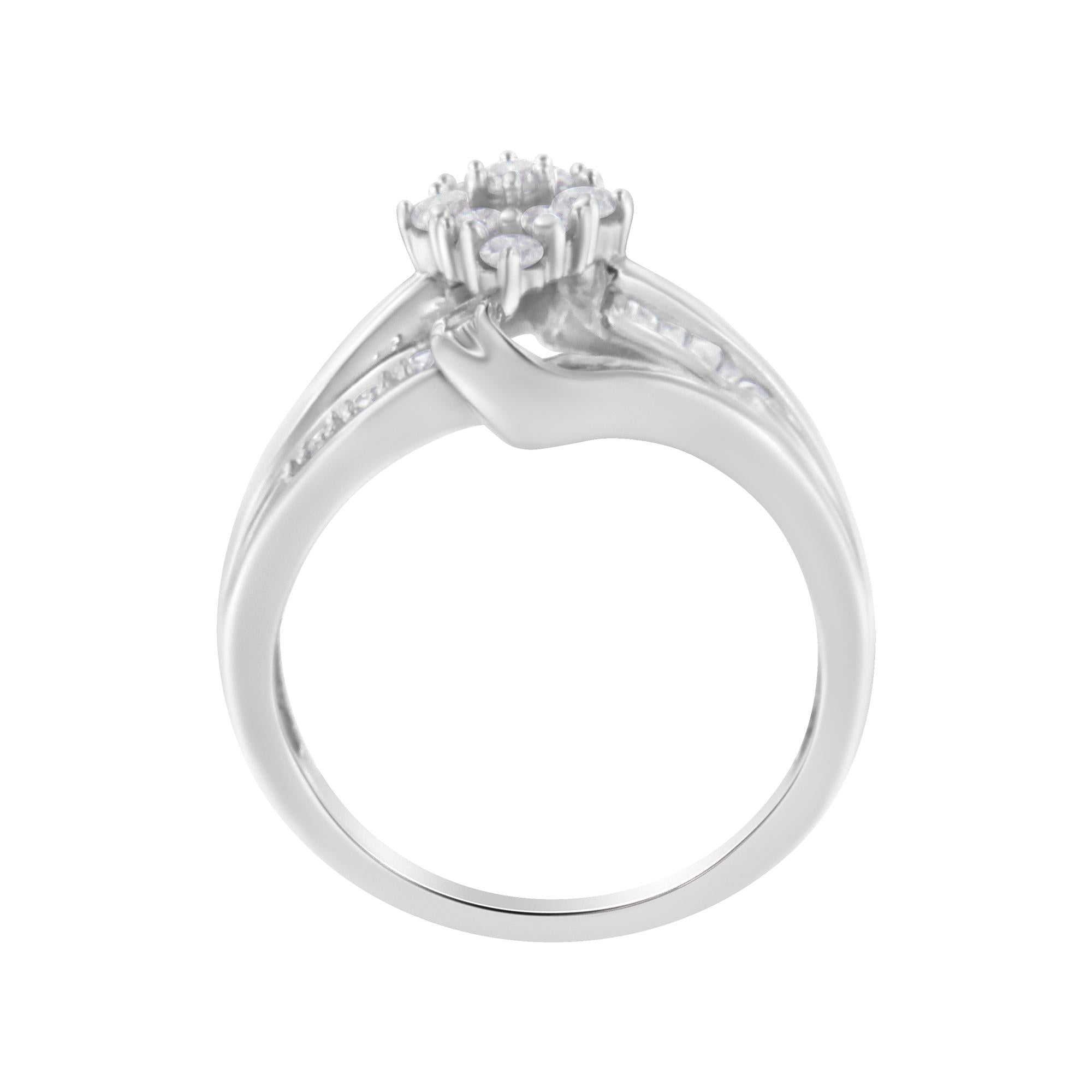 Anillo de oro blanco de 10 quilates con diamantes de 1/2 ct (claridad alta, color I2-I3) - Friggin Jewelry