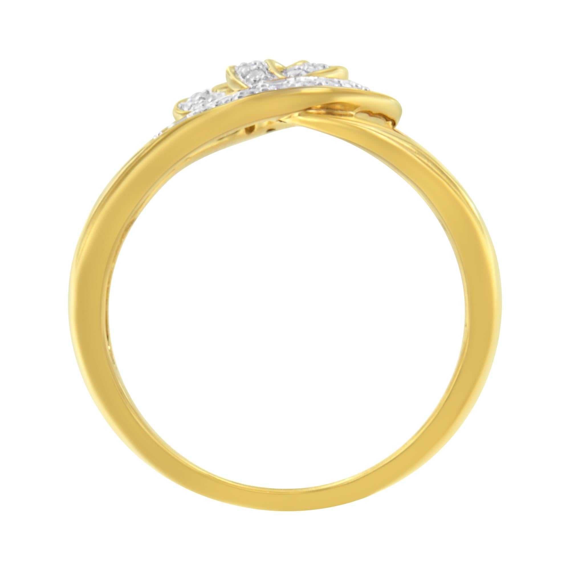 Anello bypass con gambo aperto e anello intrecciato in argento sterling 925 placcato oro giallo 14K con diamanti da 1/4 carati (colore IJ, purezza I1-I2) - Friggin Jewelry
