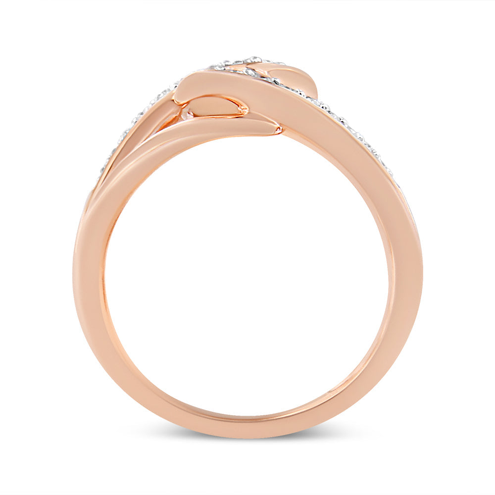 Anillo de cóctel multianillo entrelazado de diamantes de talla redonda de 1/2 ct en oro rosa de 10 quilates (color IJ, claridad I1-I2) - Friggin Jewelry