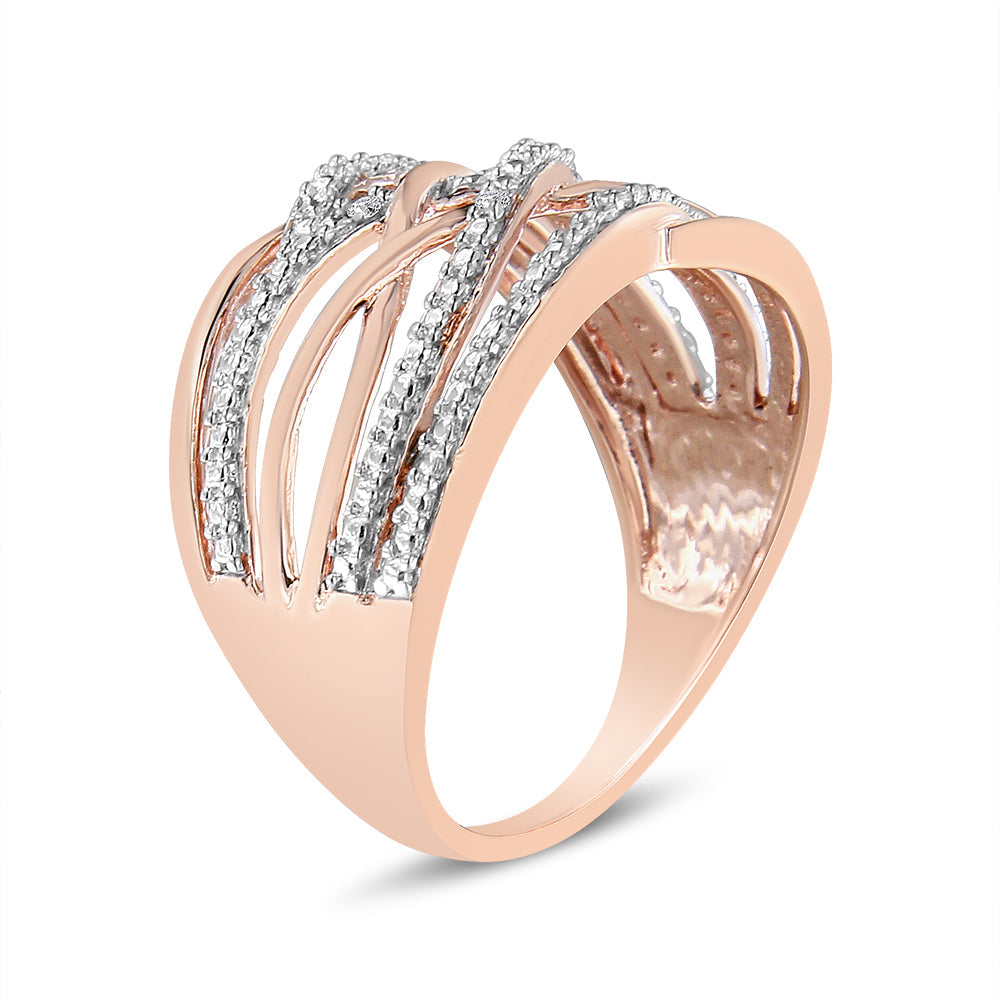 .925 Sterling Silver Diamond Accent Crossover Ring (I-J Color, I2-I3 Clarity) - Friggin Jewelry