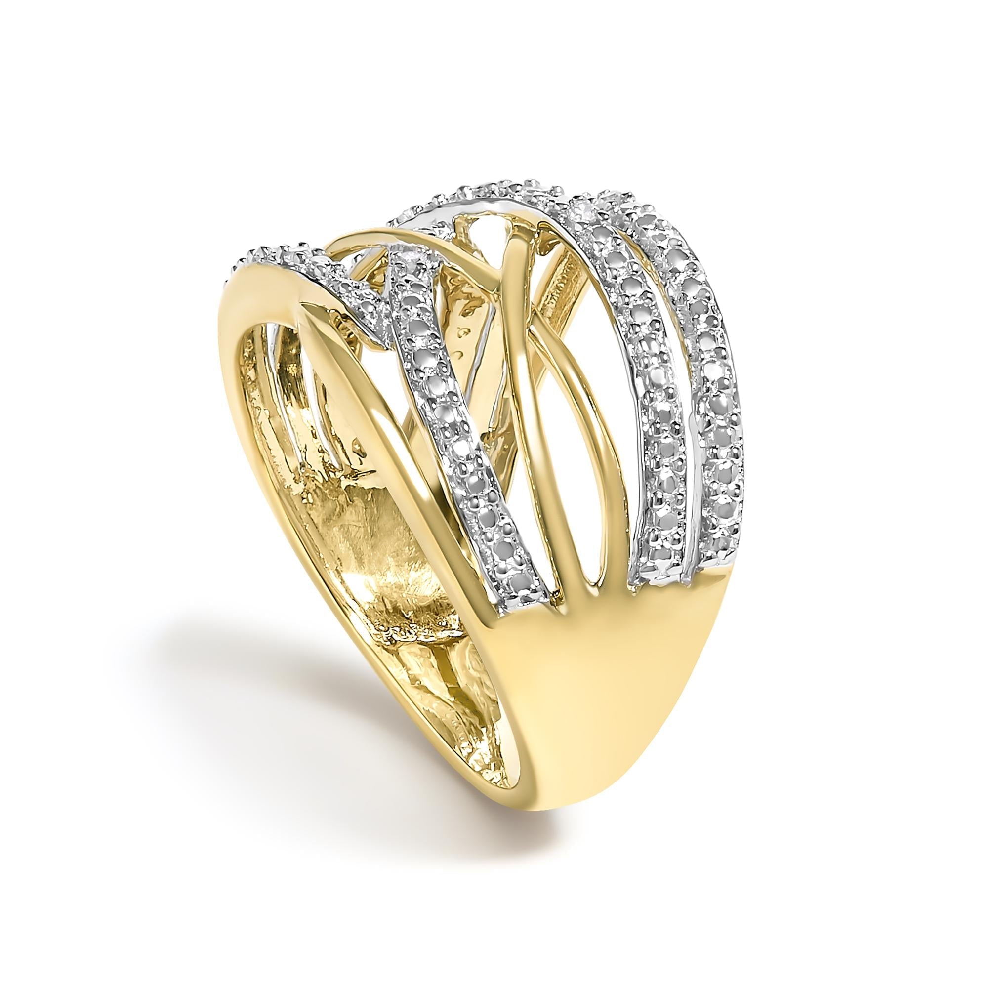 .925 Sterling Silver Diamond Accent Crossover Ring (I-J Color, I2-I3 Clarity) - Friggin Jewelry